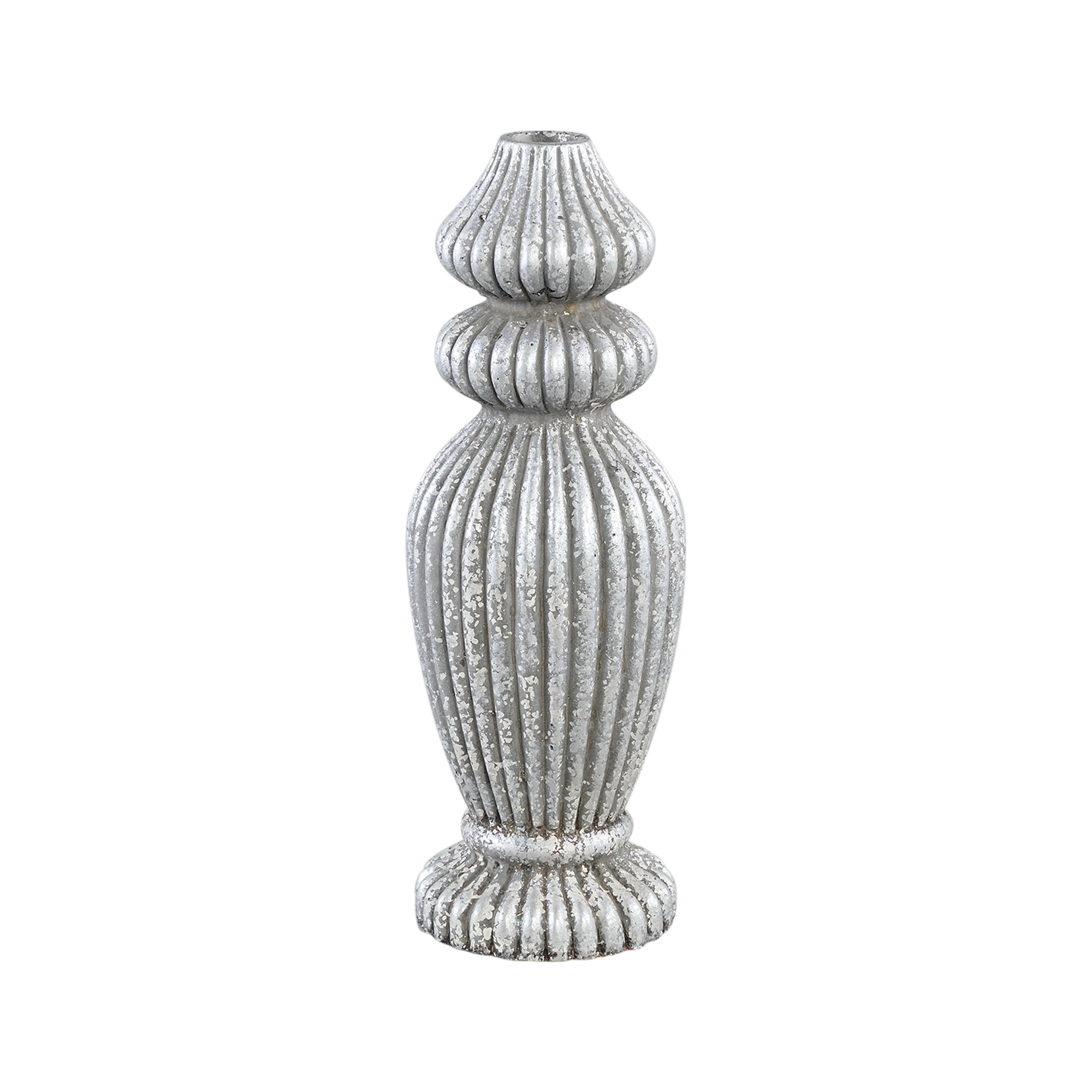 Diala Chandeliers en ciment — Diner Candleholder Ribbed - Argent