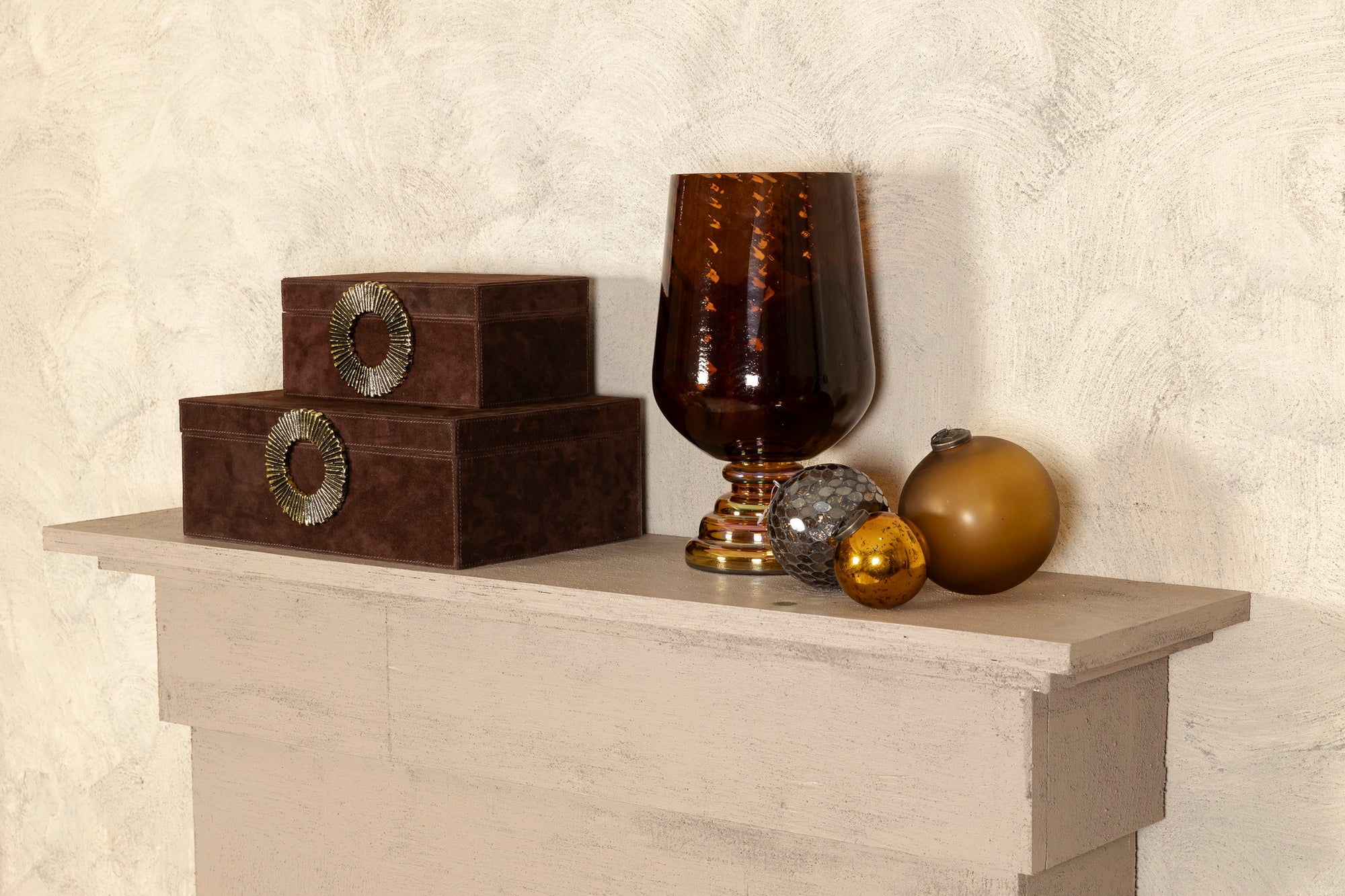 Lyvonne Bougeoirs en verre - Marron