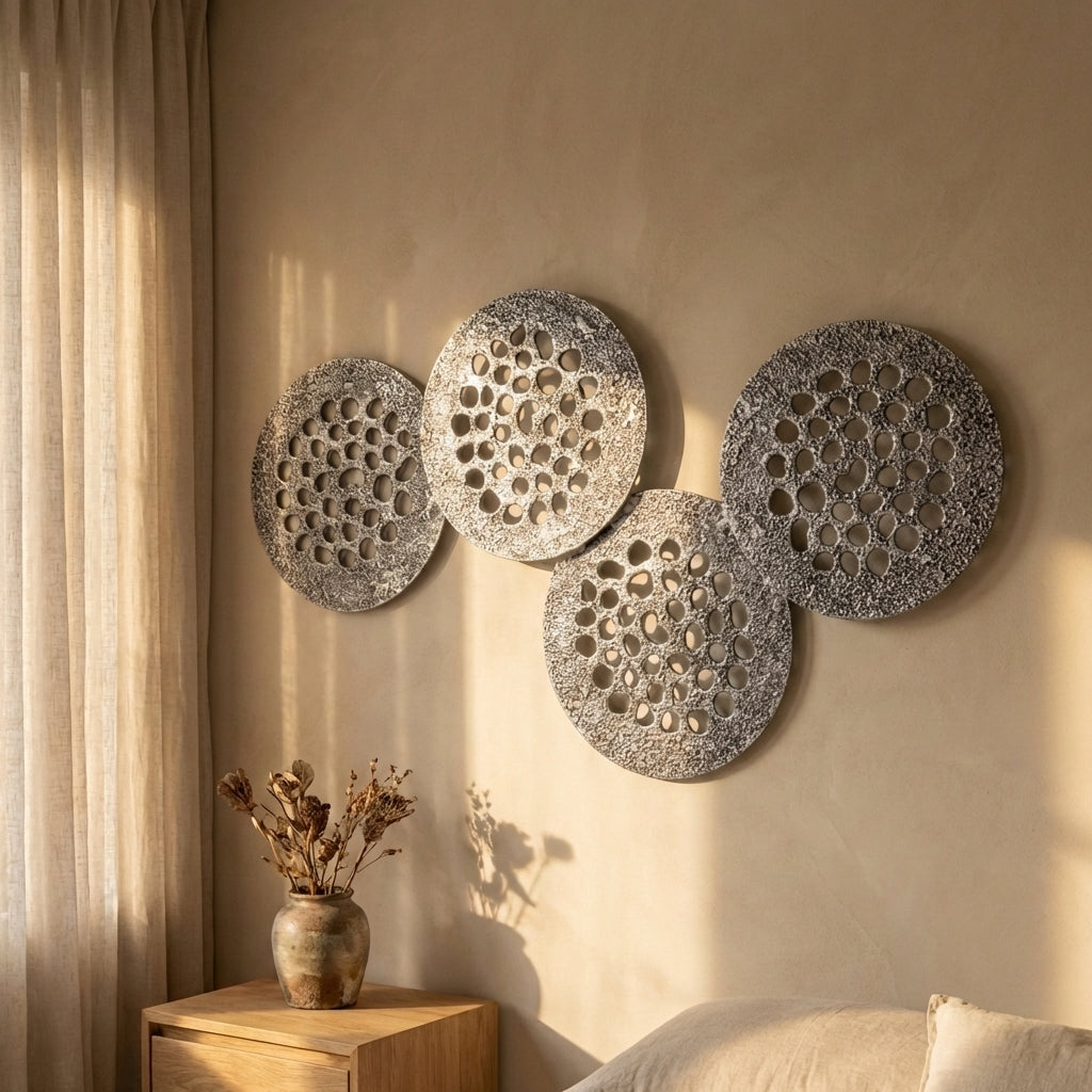 Geoffe Silver casted alu 4 rounds wall panel