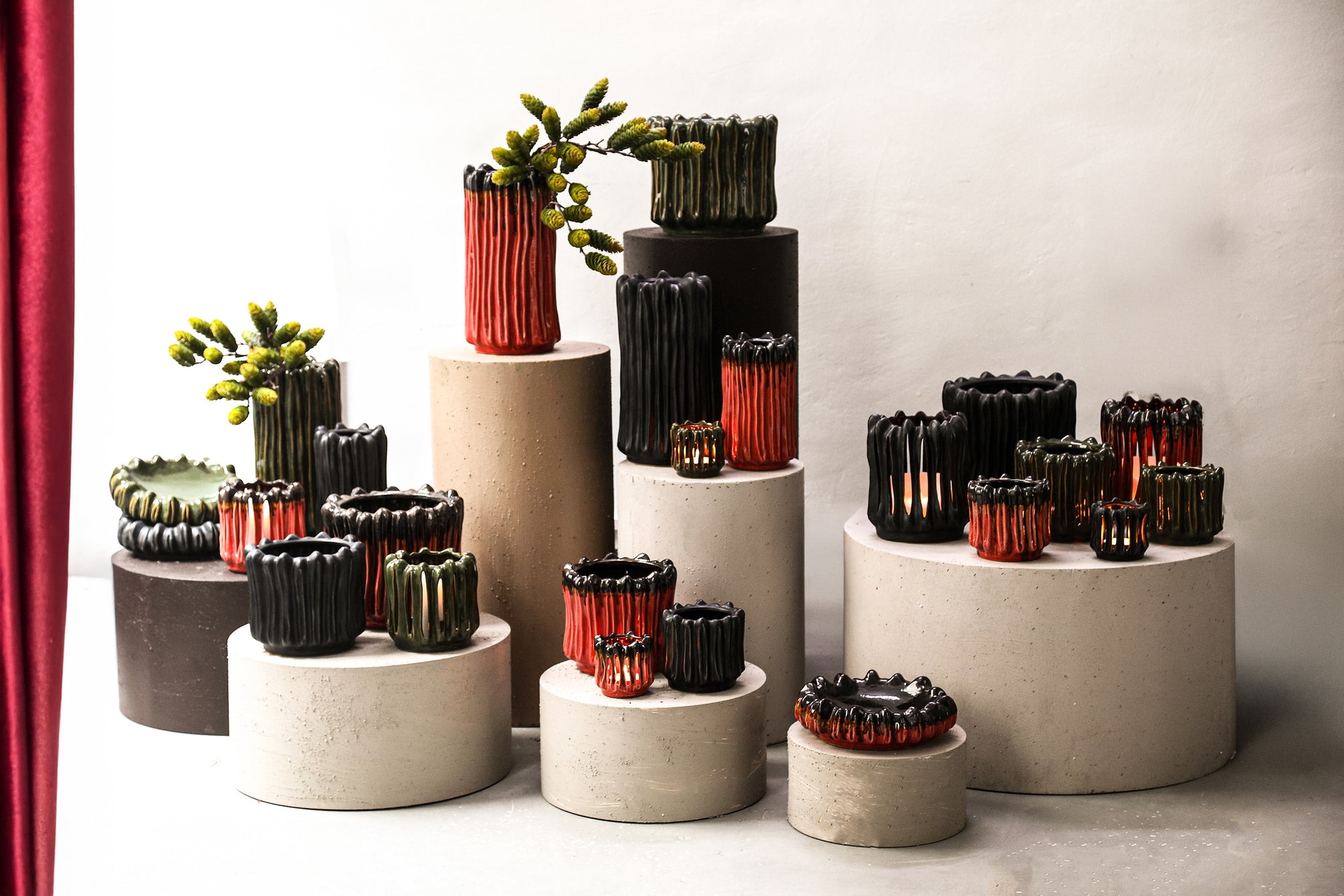 Luci Pot en céramique - Black, Dark Green