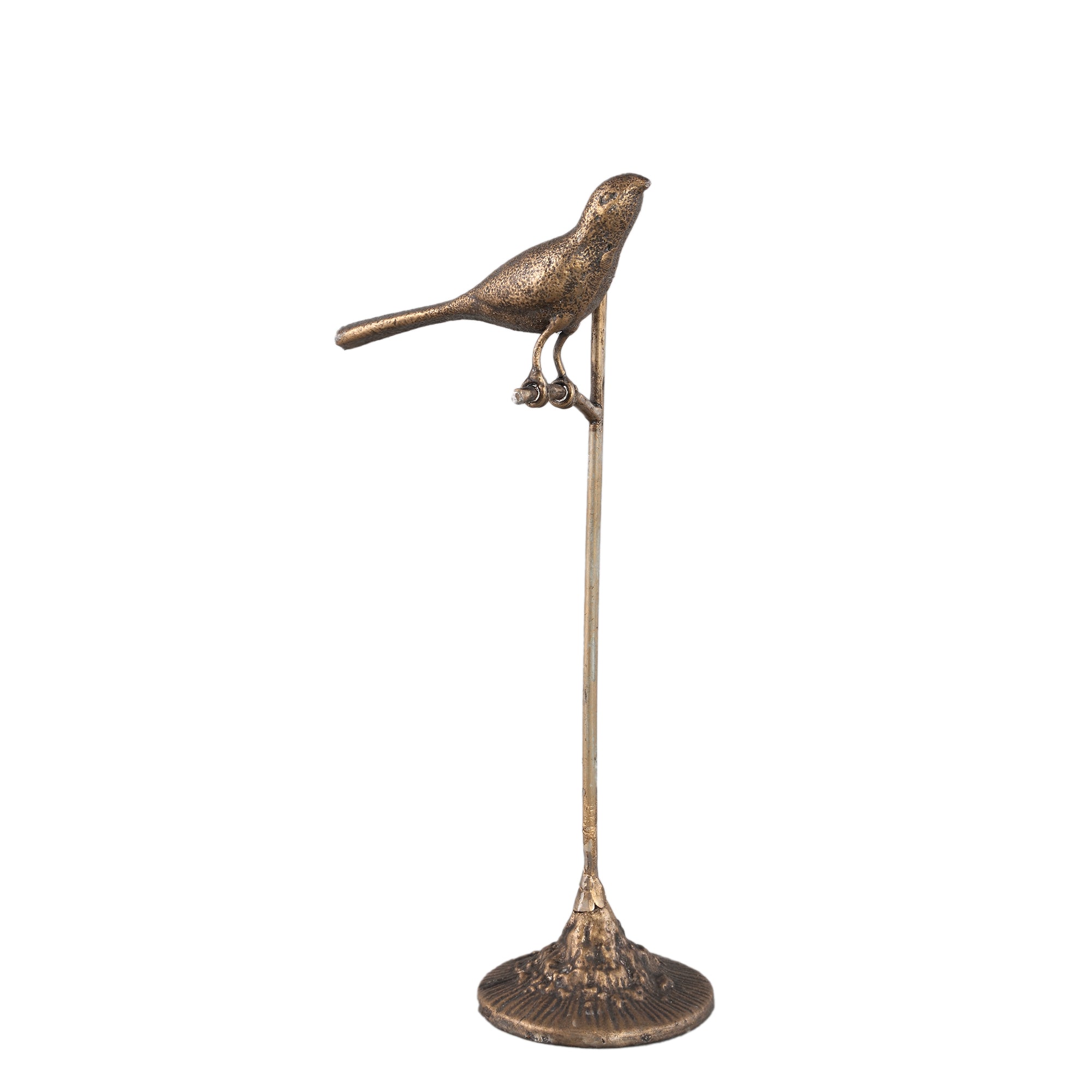 Annamae Gold iron bird statue high base L