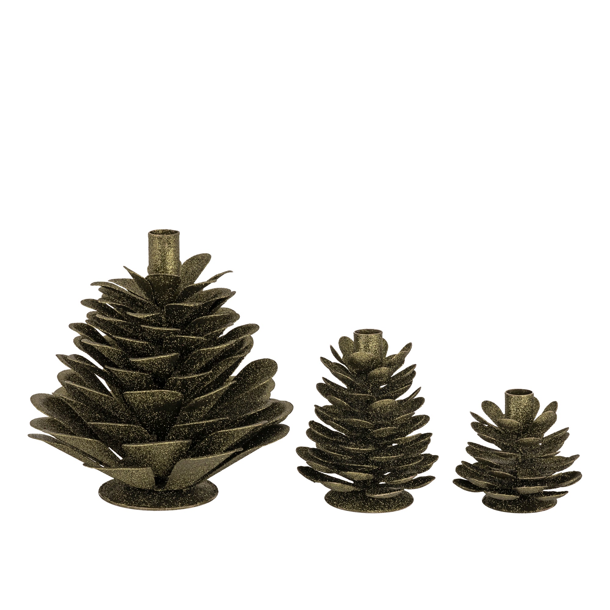 Krea Chandeliers en fer — Dining Candleholder With Glitter - Moss Green
