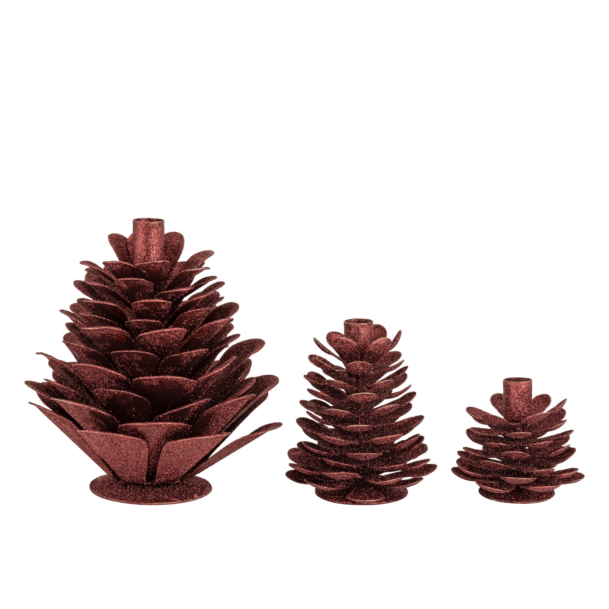 Krea Chandeliers en fer — Red Dining Candleholder With Glitter - Cognac