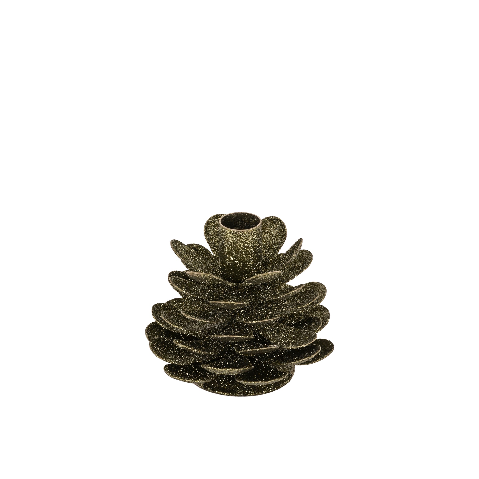 Krea Chandeliers en fer — Dining Candleholder With Glitter - Moss Green