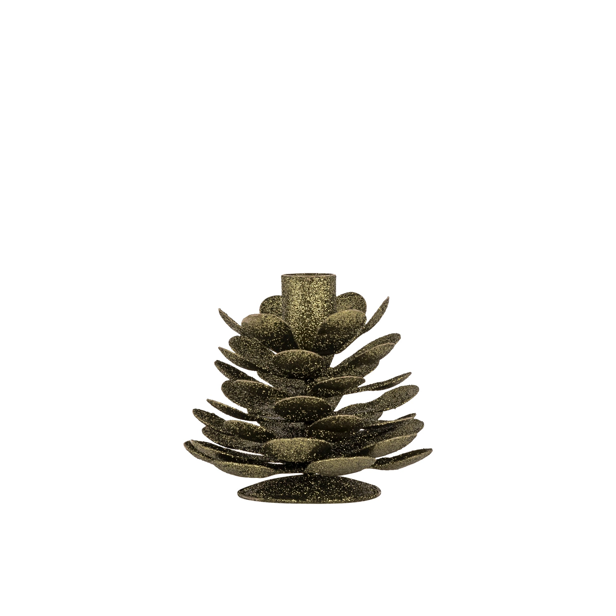 Krea Chandeliers en fer — Dining Candleholder With Glitter - Moss Green