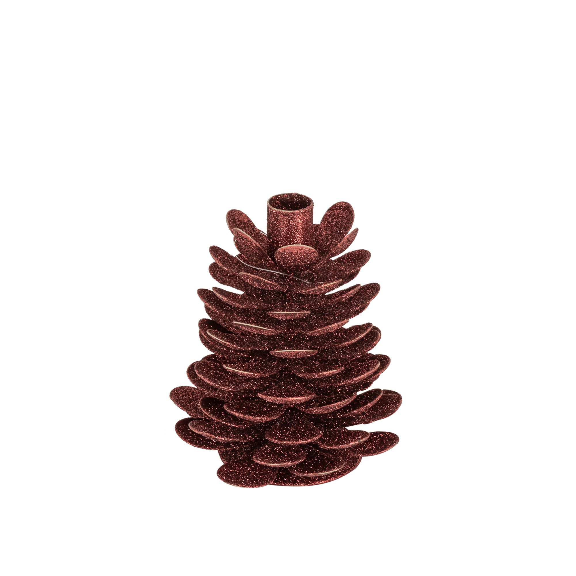 Krea Chandeliers en fer — Red Dining Candleholder With Glitter - Cognac