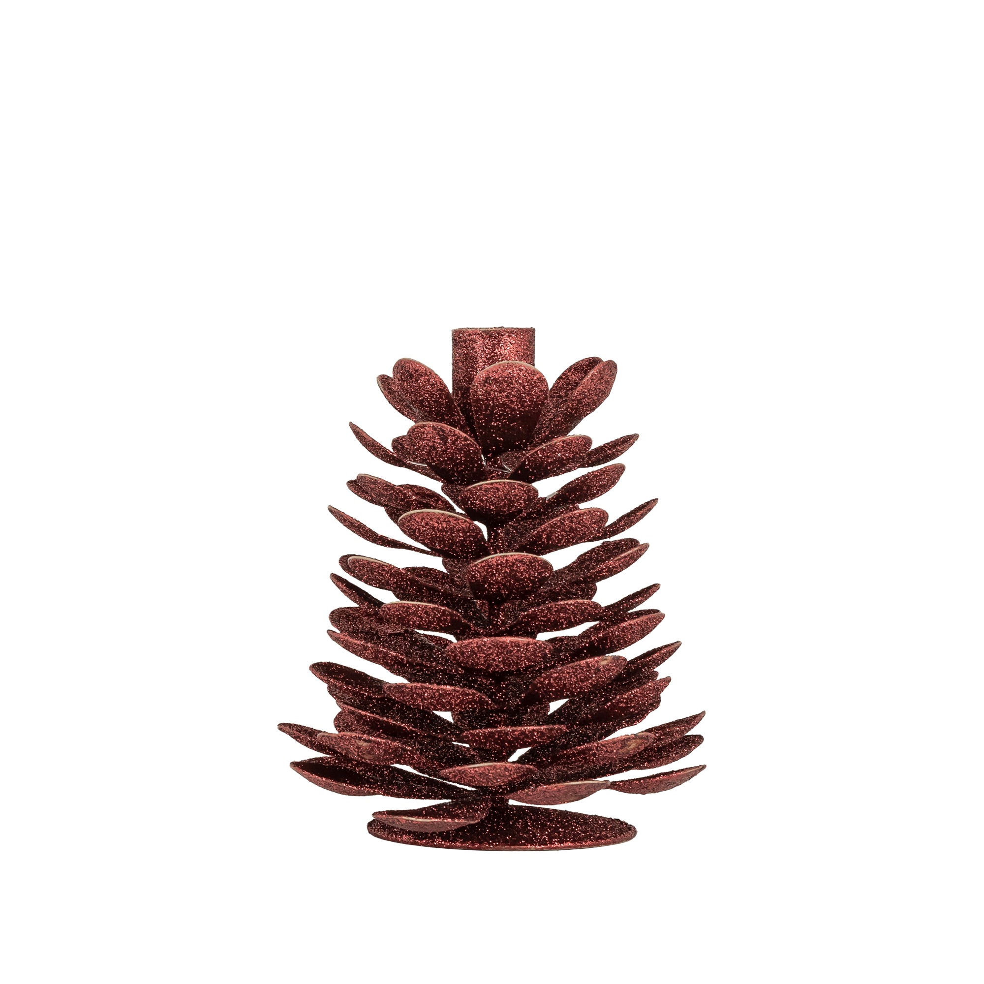 Krea Chandeliers en fer — Red Dining Candleholder With Glitter - Cognac