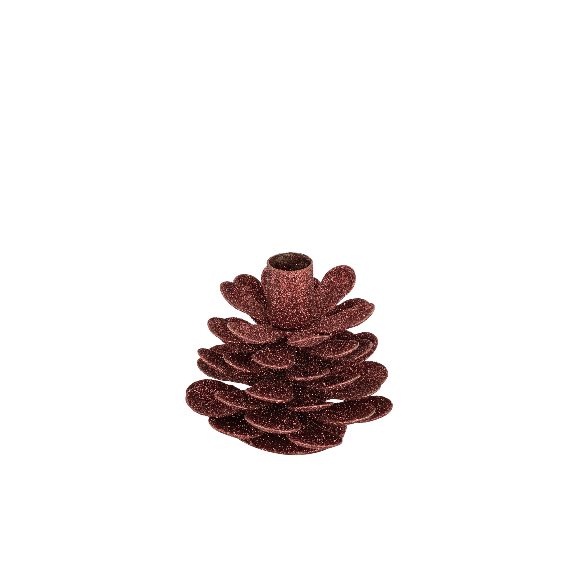 Krea Chandeliers en fer — Red Dining Candleholder With Glitter - Cognac