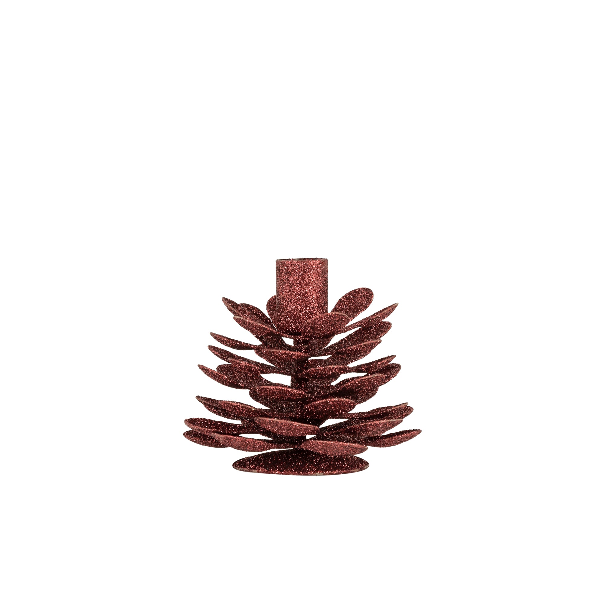 Krea Chandeliers en fer — Red Dining Candleholder With Glitter - Cognac