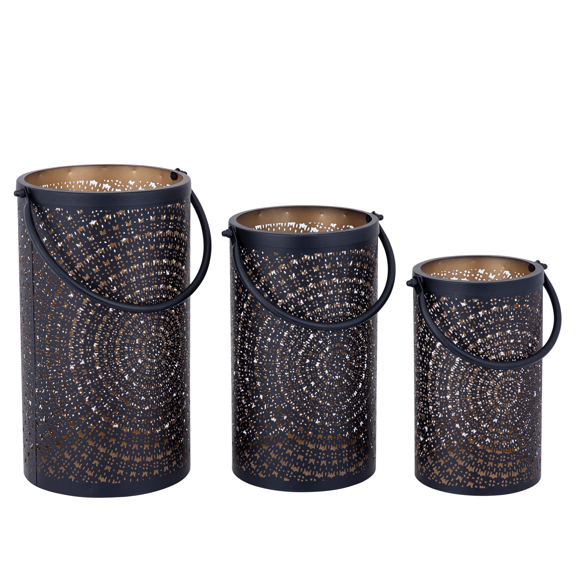 Kross Lanternes en fer — Lantern Pattern Gold Round Sv3 - Noir