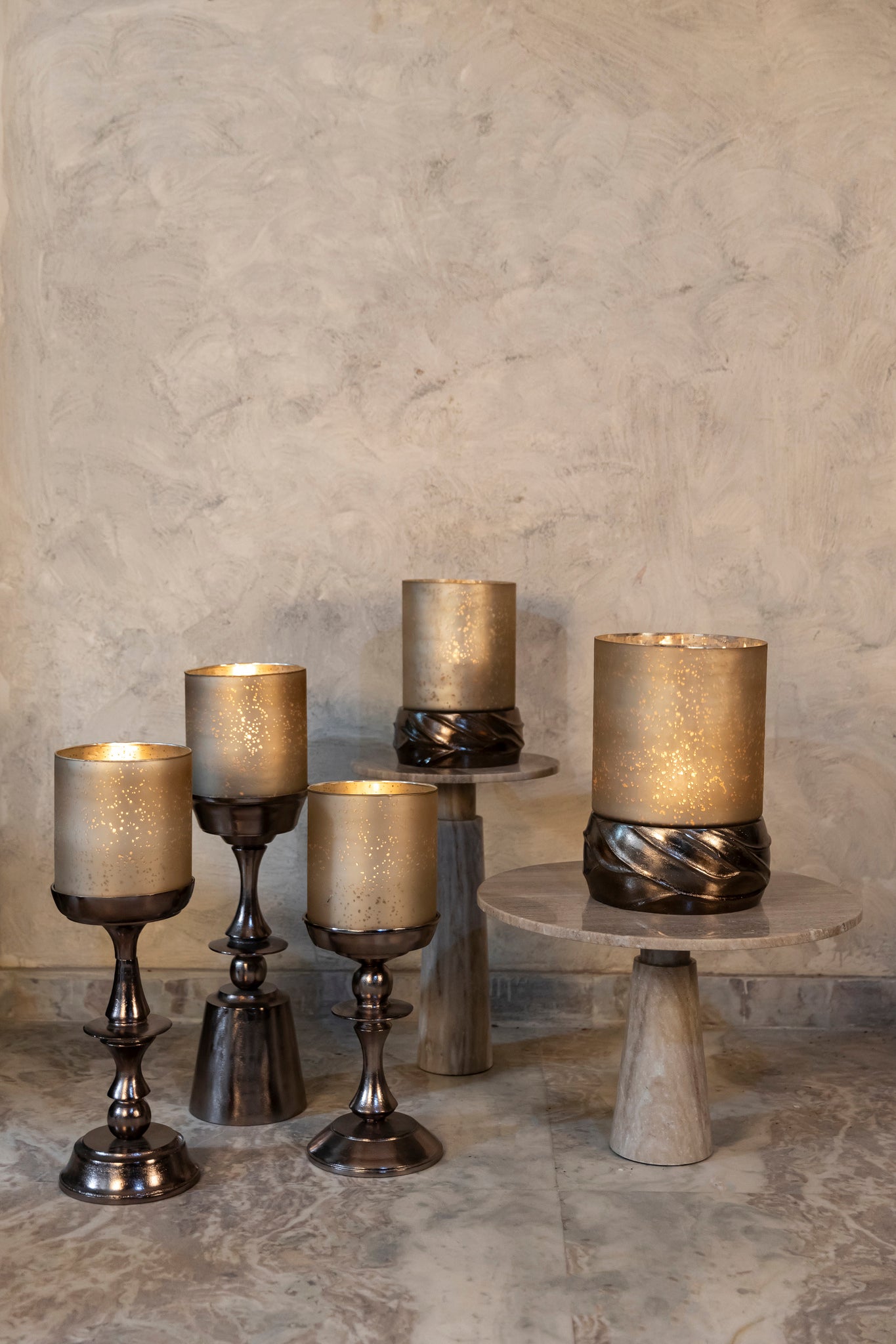Alyah Bougeoirs en verre - Laiton