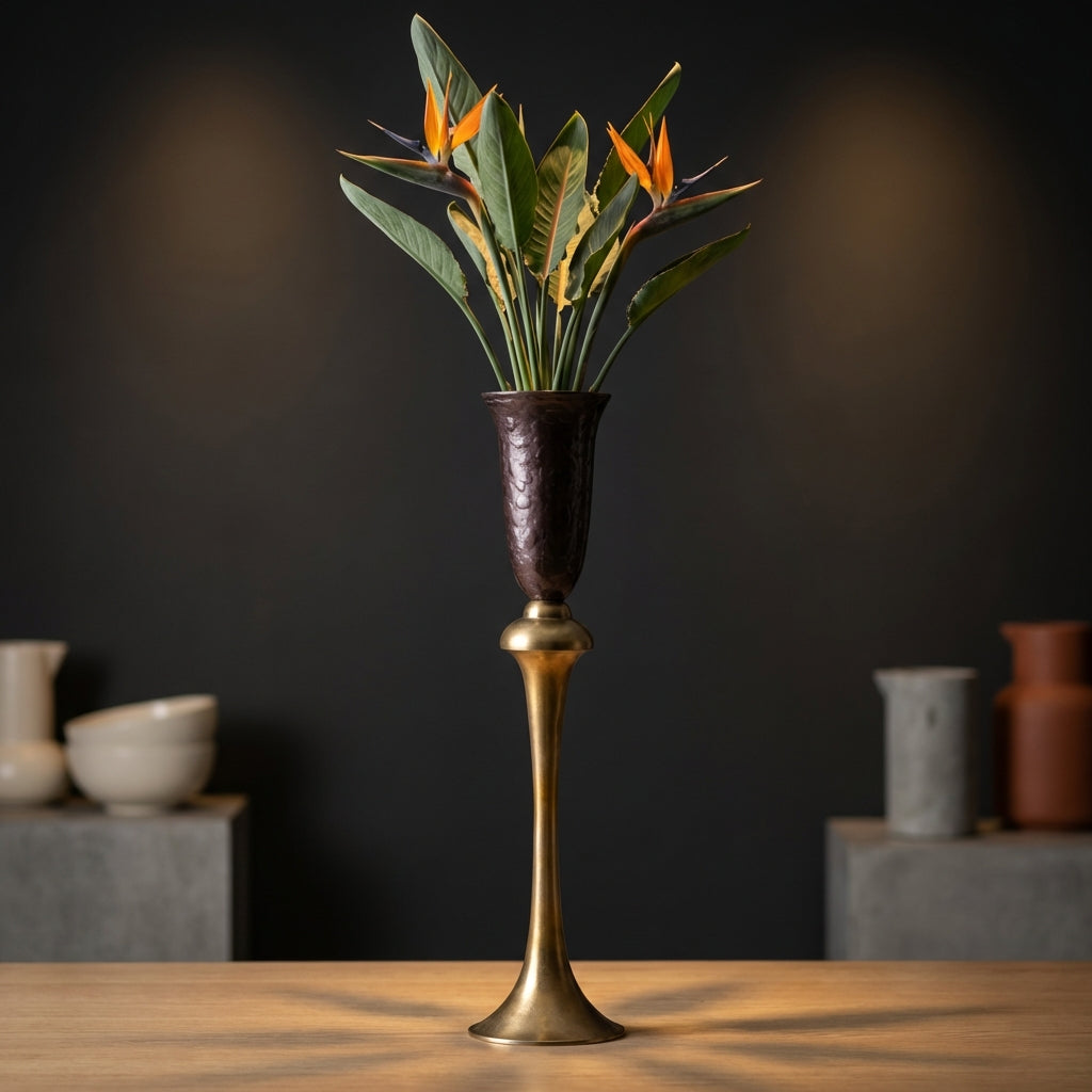 Lysse Vase en métal - Marron foncé