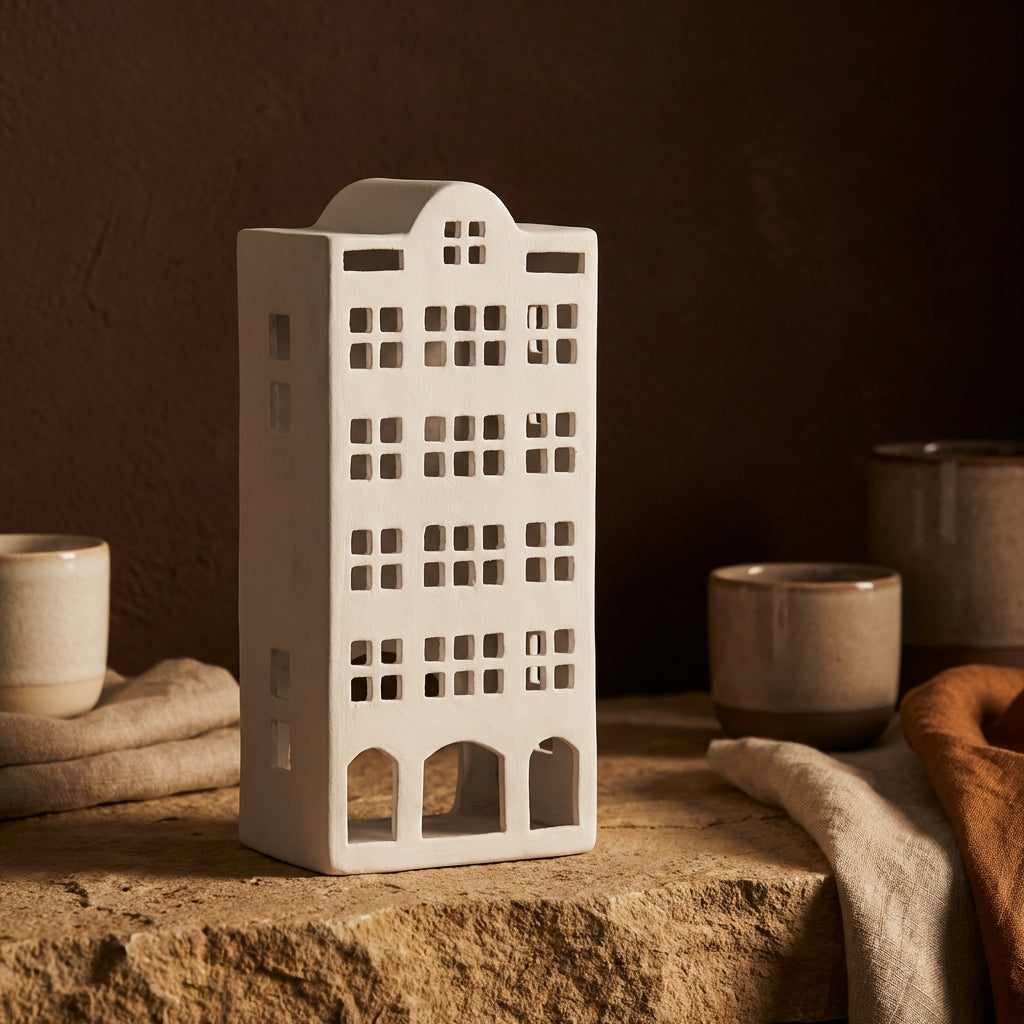 Saril White casted alu decoration statue house L