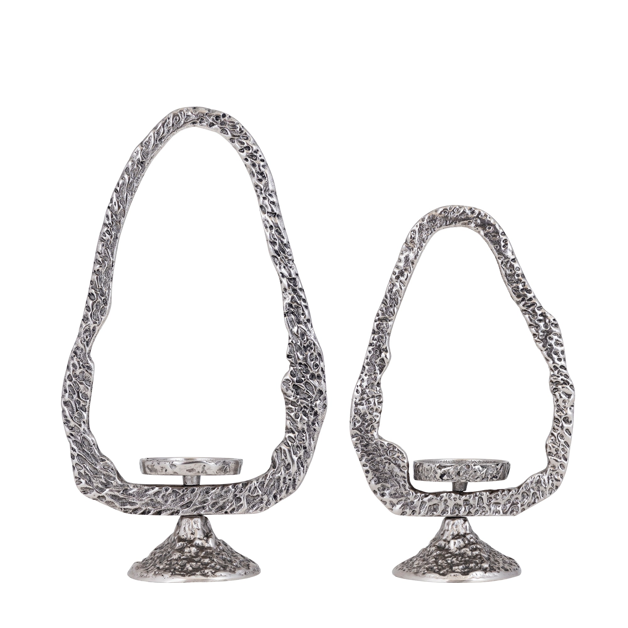 Yindee Chandeliers en aluminium moulé — Gun Alu Oval Candle Holder - Nickel