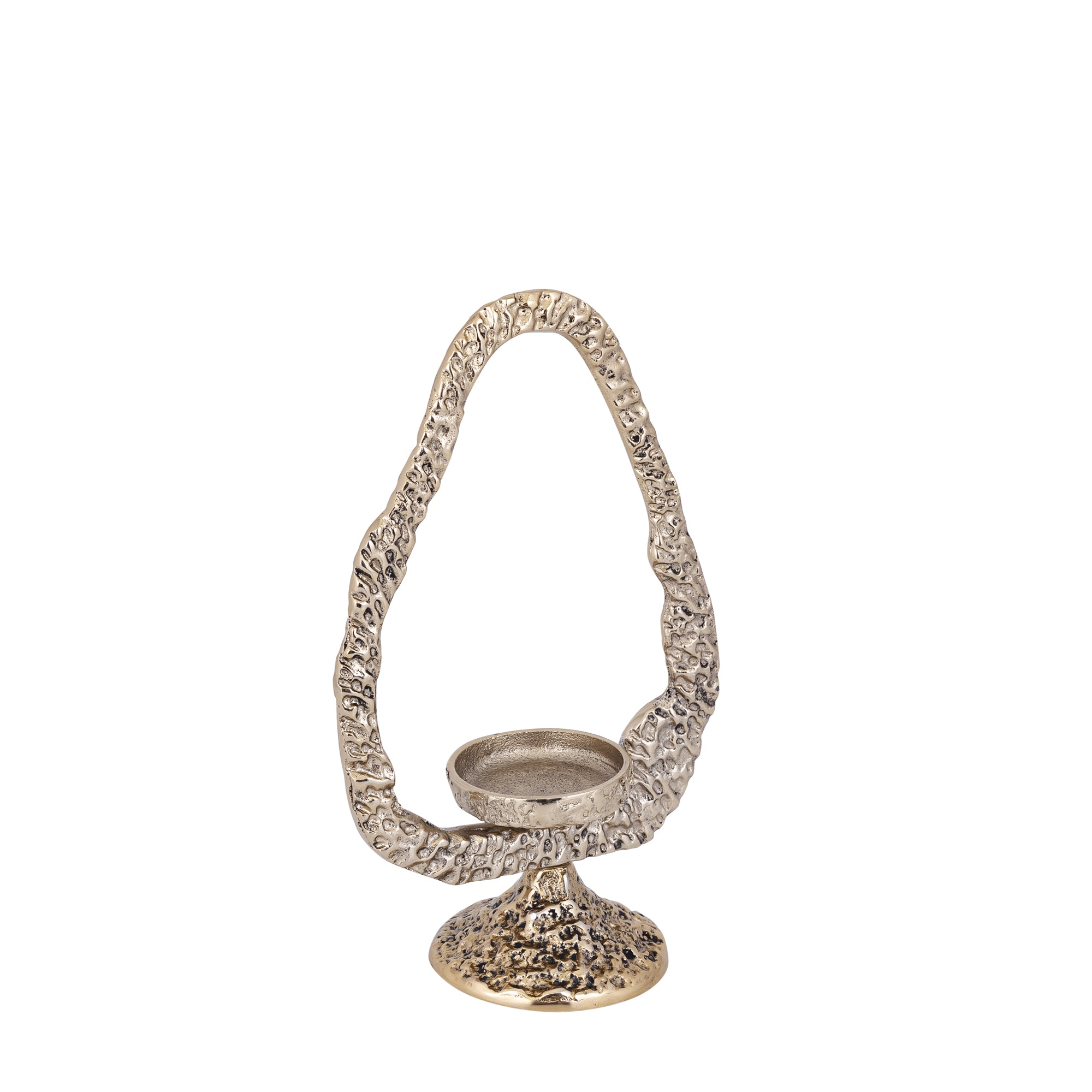 Yindee Chandeliers en aluminium moulé — Ant Gold Alu Oval Candle Holder - Laiton