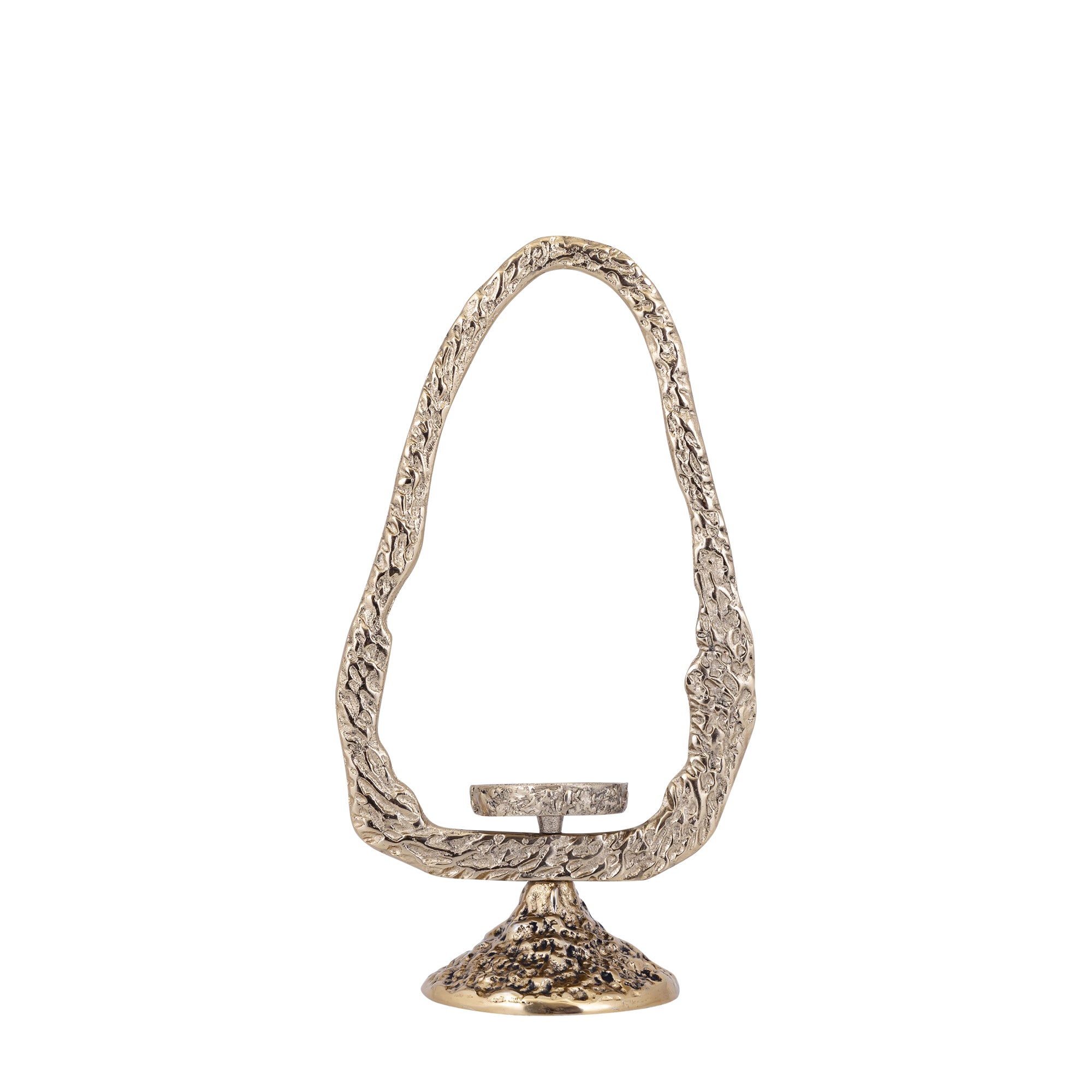Yindee Chandeliers en aluminium moulé — Ant Gold Alu Oval Candle Holder - Laiton