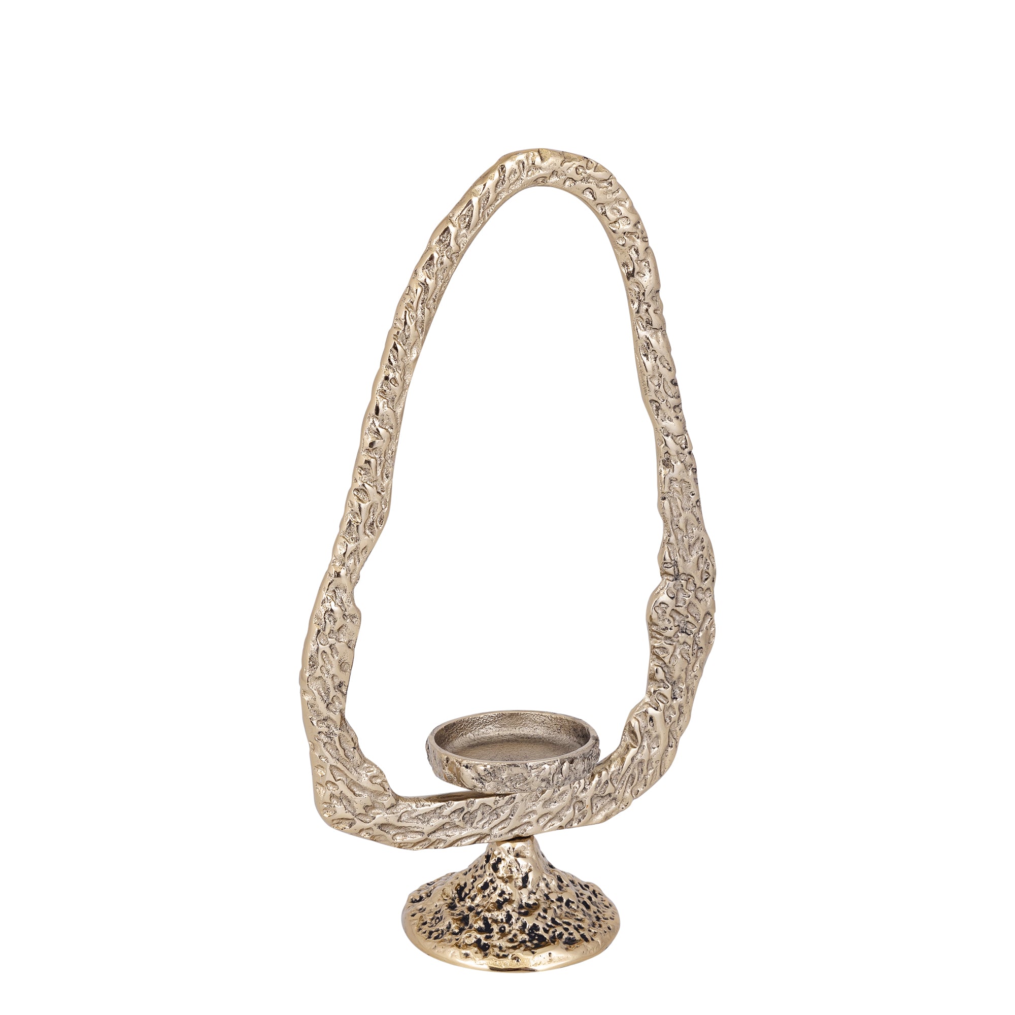 Yindee Chandeliers en aluminium moulé — Ant Gold Alu Oval Candle Holder - Laiton