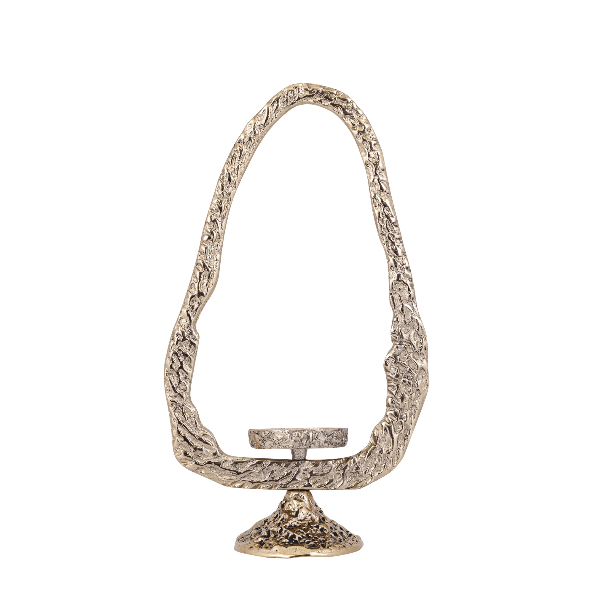 Yindee Chandeliers en aluminium moulé — Ant Gold Alu Oval Candle Holder - Laiton