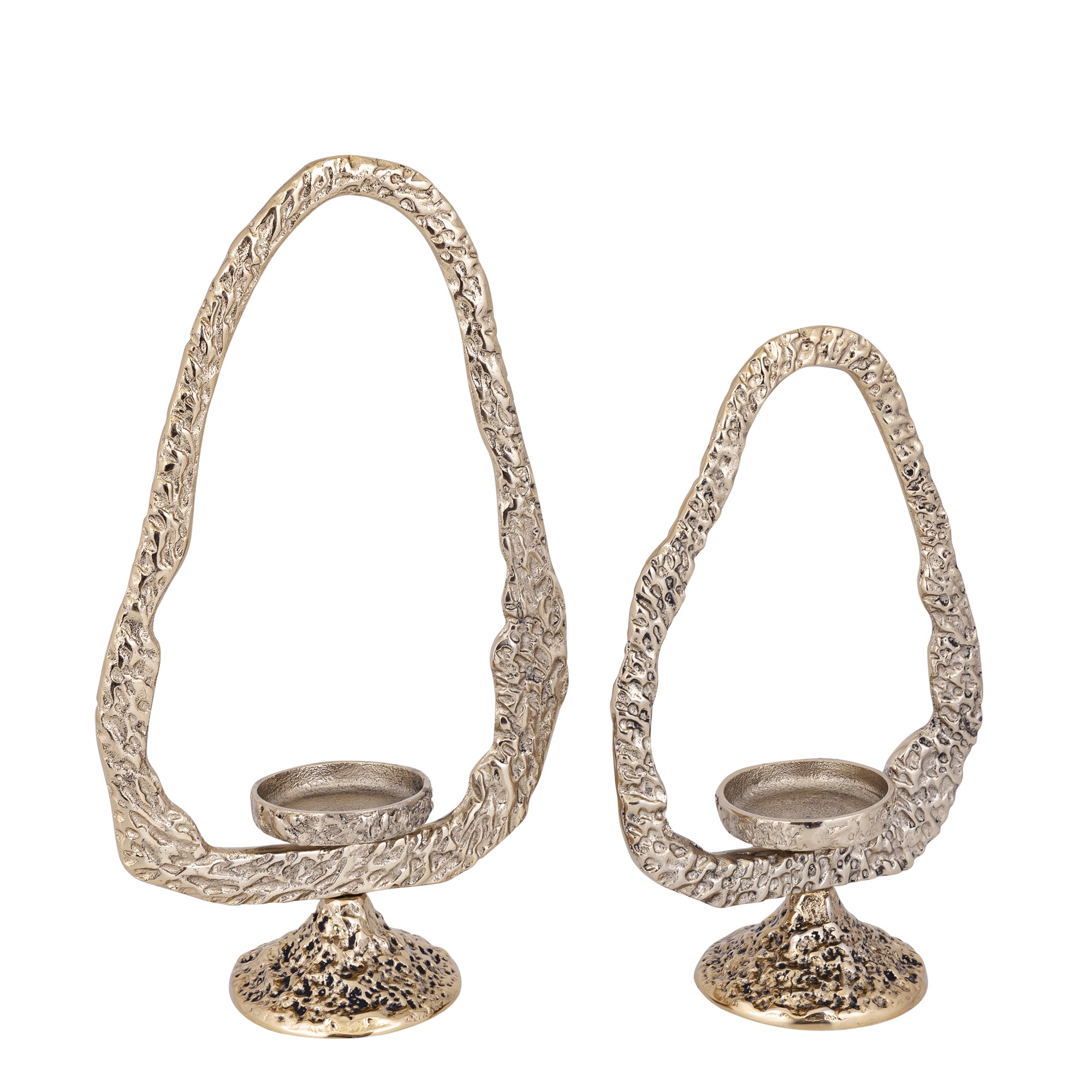 Yindee Chandeliers en aluminium moulé — Ant Gold Alu Oval Candle Holder - Laiton