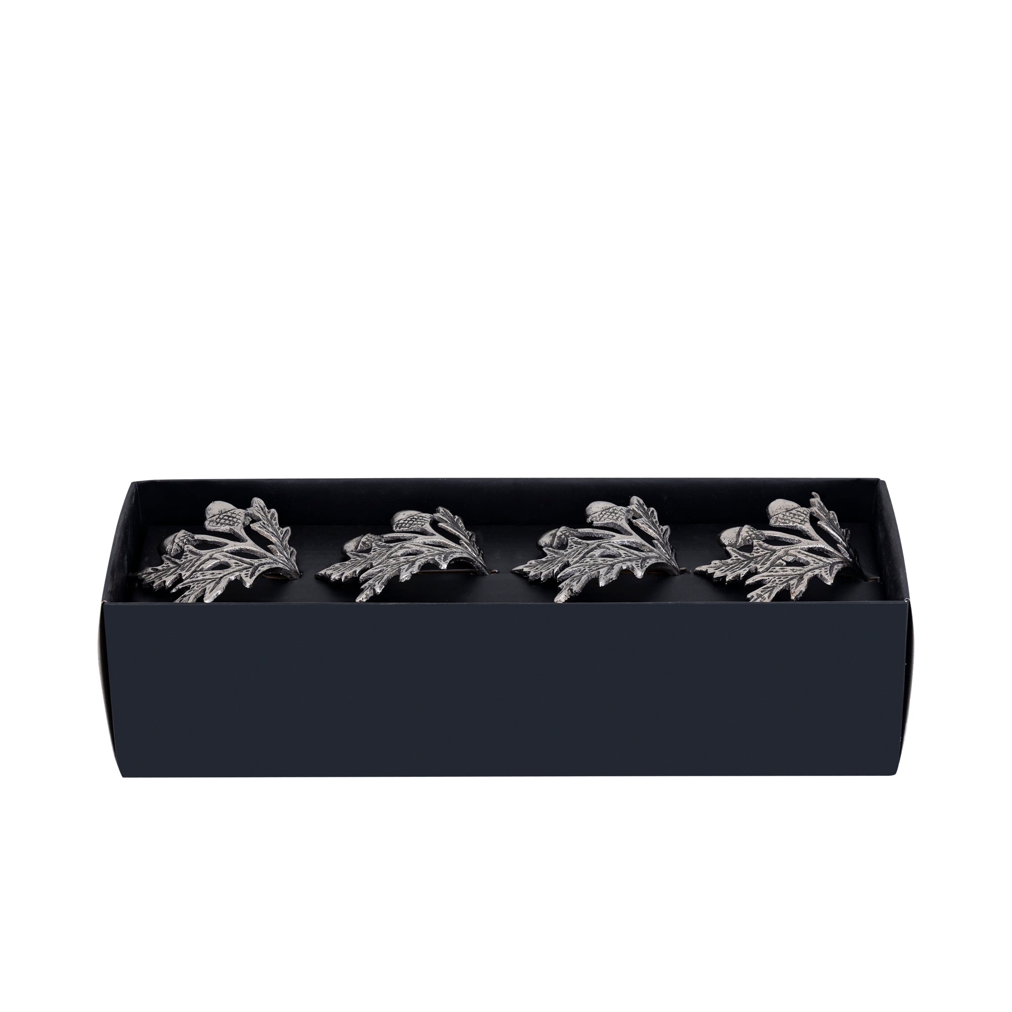 Joa Gun Metal casted alu leaf napkin ring S/4