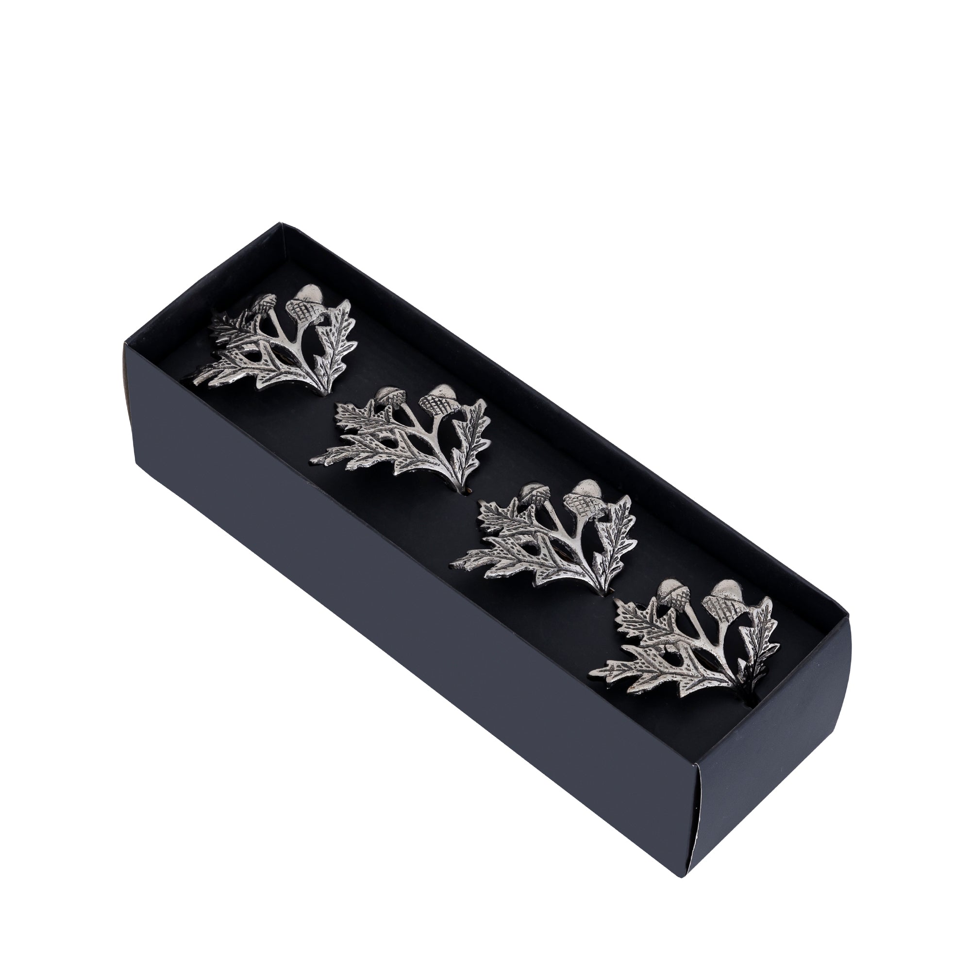 Joa Gun Metal casted alu leaf napkin ring S/4
