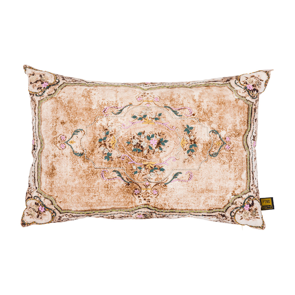 Khatie Brown cotton rect cushion with embroider Light Brown — Housse de coussin — vue 2 | Häus