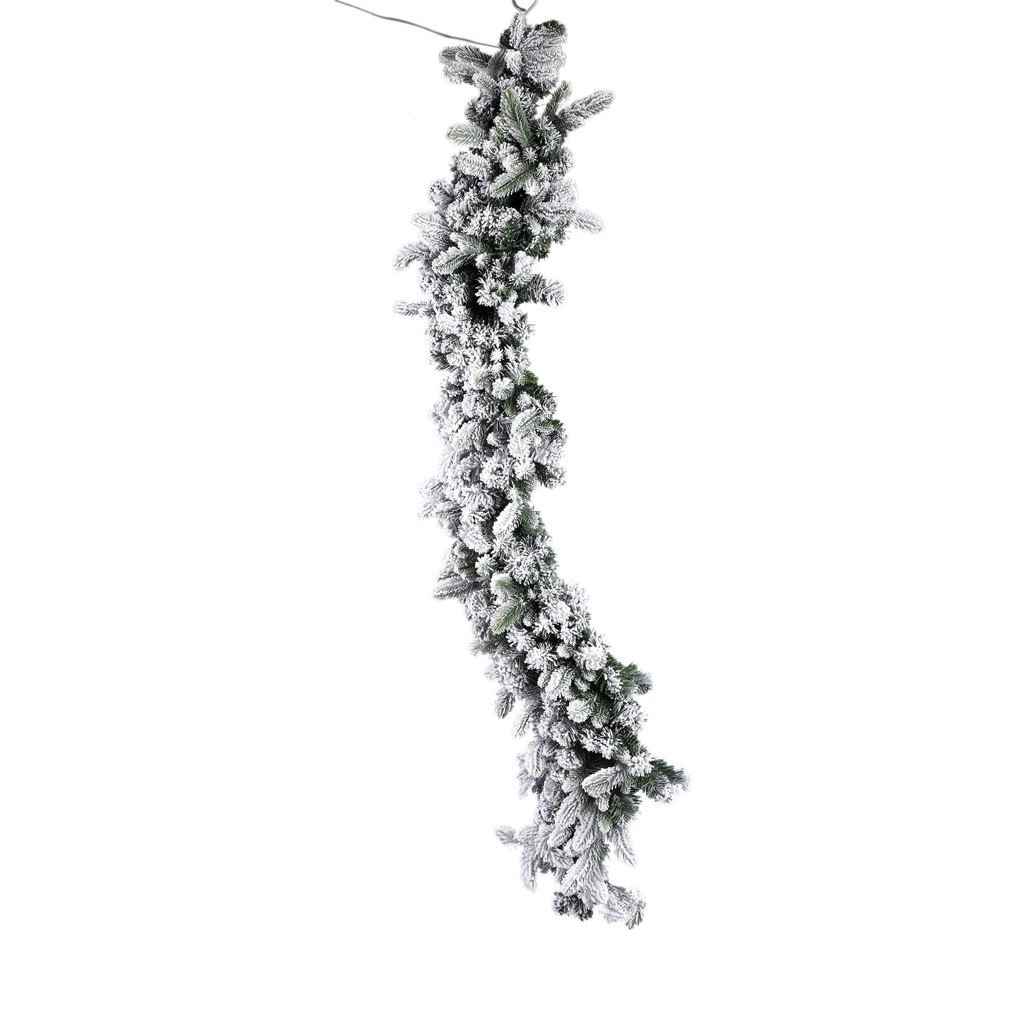Melissa White PVC and PE garland w snow and lights