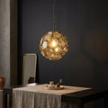 Lustre Thyro — Verre Antique Laiton Ambré Boule