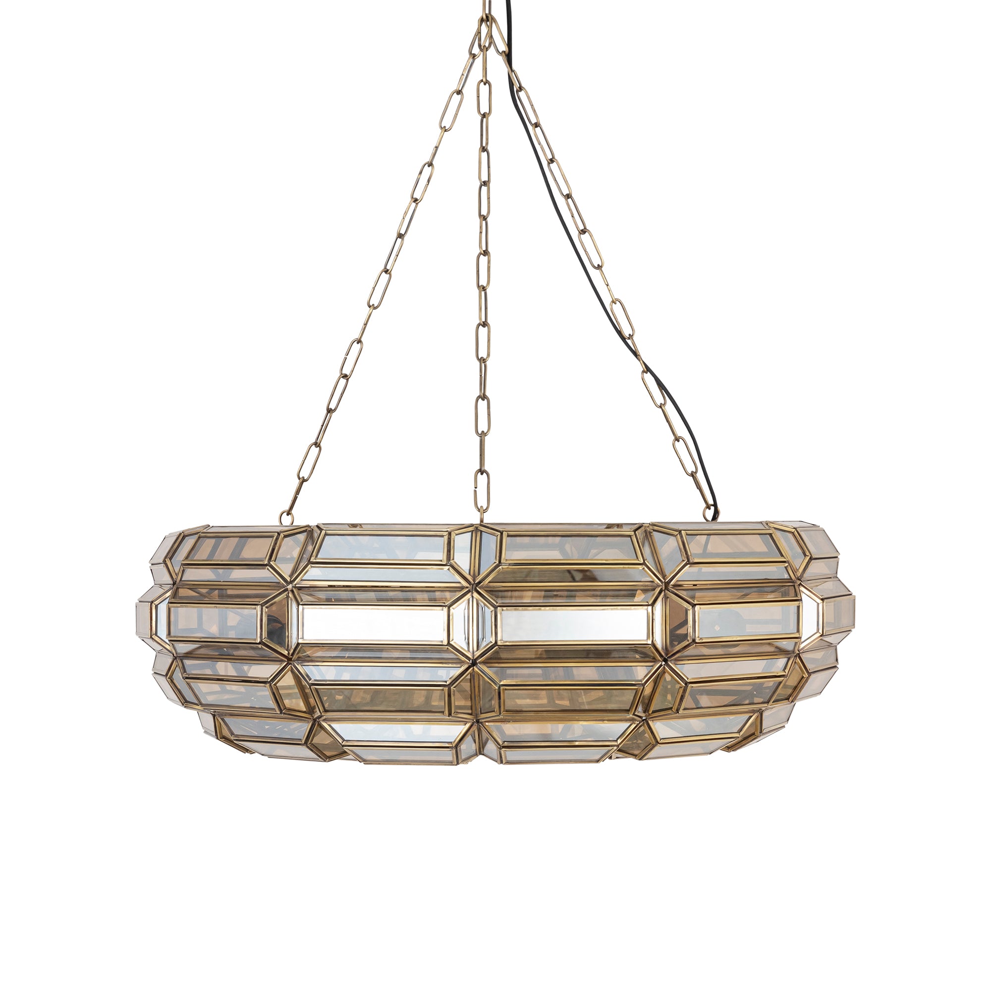 Thyro Lustres en verre — Antique Brass Amber Donut Lamp - Or