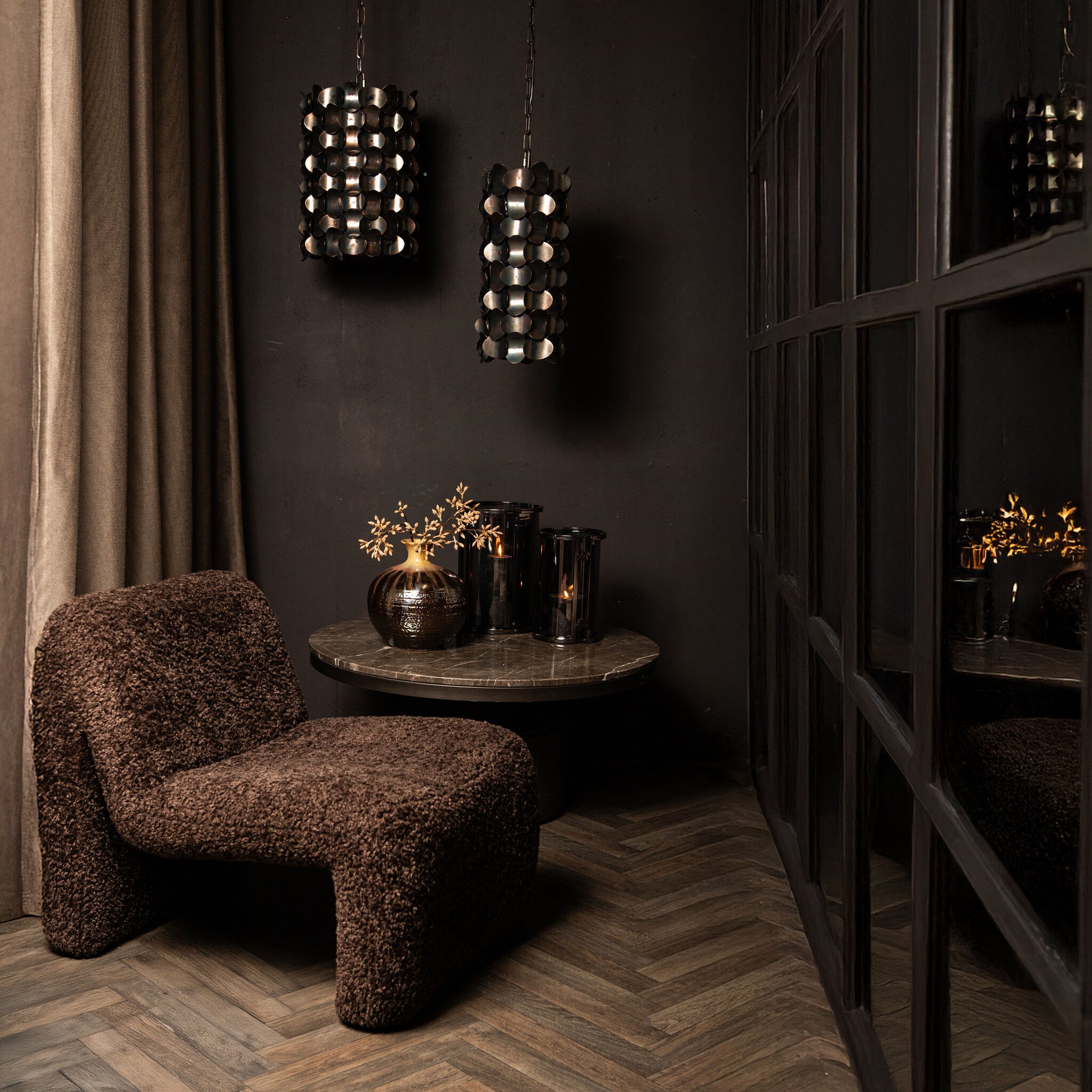 Jaye Lustres en fer — Hanging Lamp Circle Pattern Small - Noir