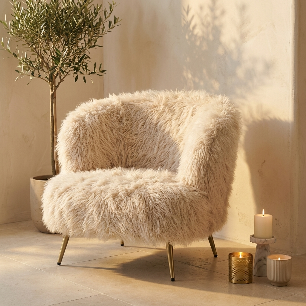 Fauteuil Franklyn — Beige hair — Fauteuil design premium | Häus