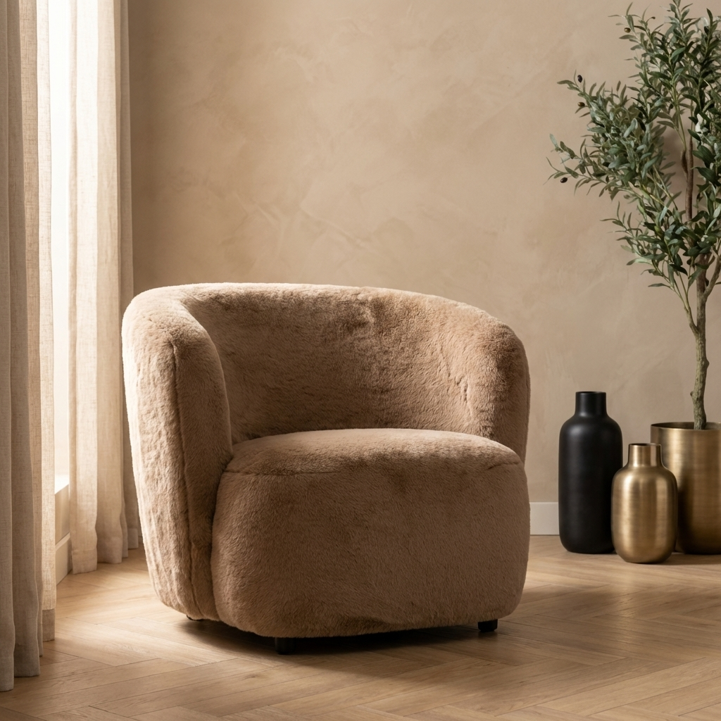 Fauteuil Aphrodite — Moka Fourrure — Fauteuil design premium | Häus