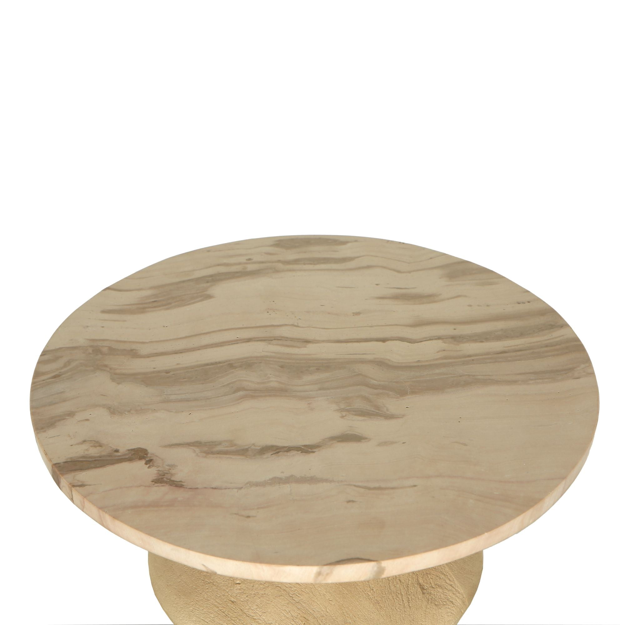 Callain Natural mango wood side table marble rnd L - Photo 2