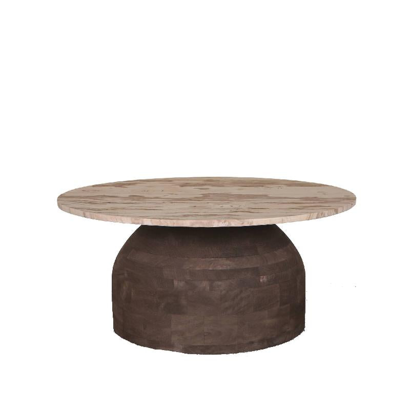 Liora Brown mango wood coffee table w marble top
