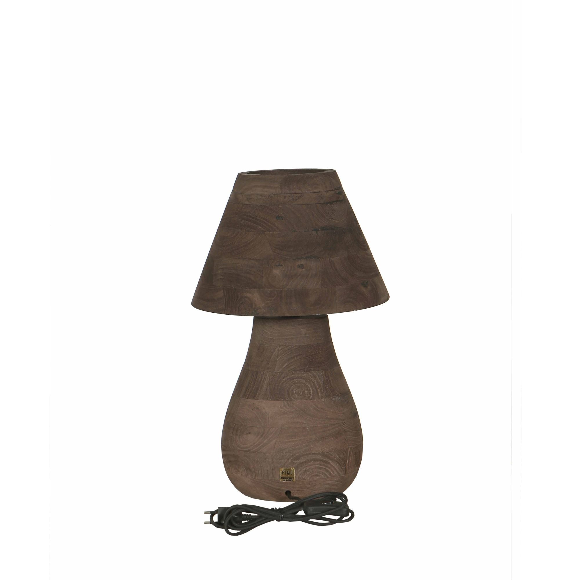 Peake Lampes de table en bois de manguier — Round Table Lamp Low - Marron