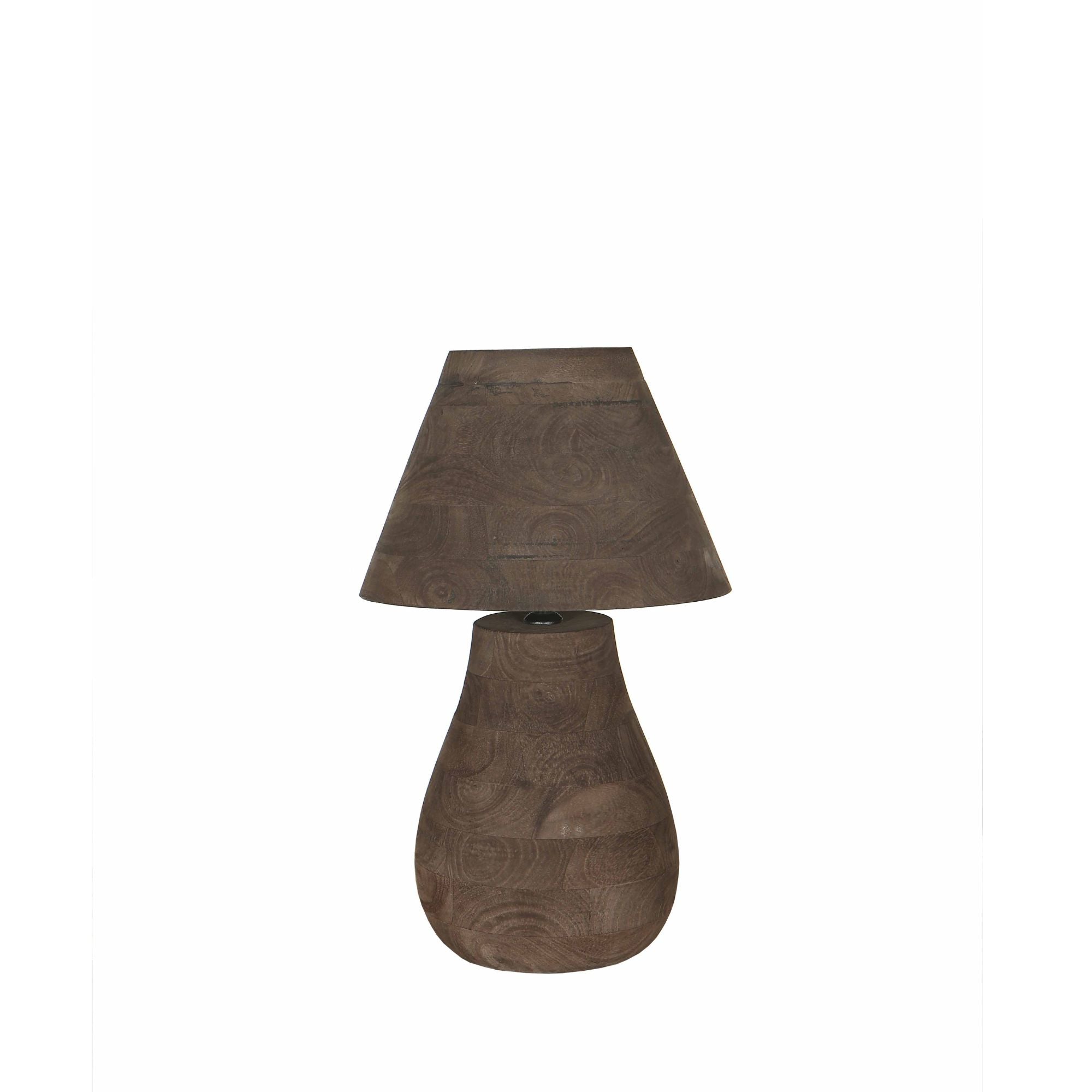Peake Lampes de table en bois de manguier — Round Table Lamp Low - Marron