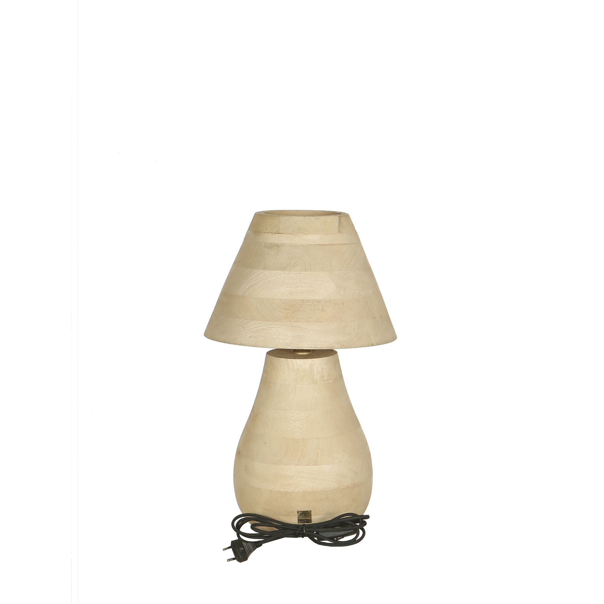 Peake Lampes de table en bois de manguier — Round Table Lamp Low - Naturel