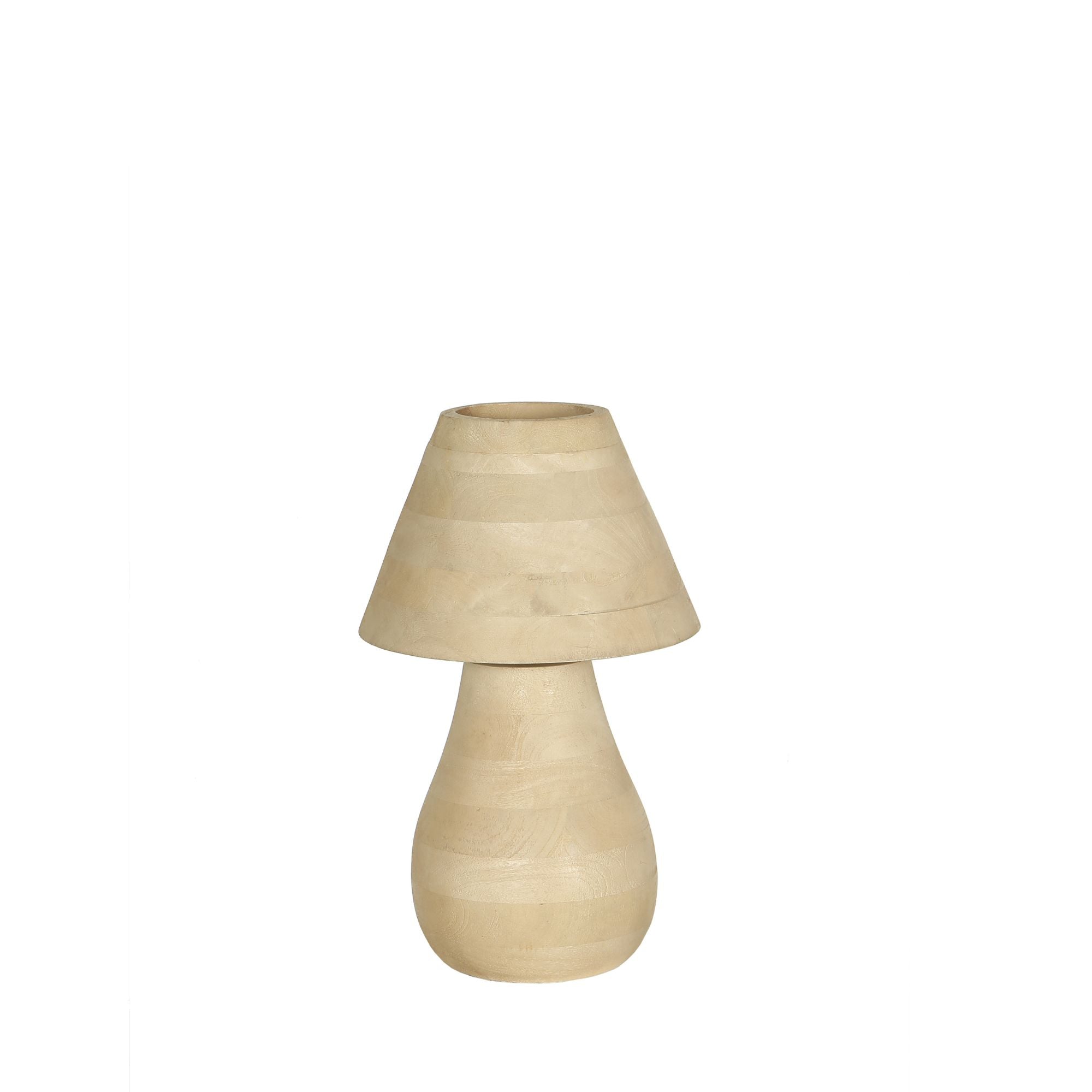 Peake Lampes de table en bois de manguier — Round Table Lamp Low - Naturel