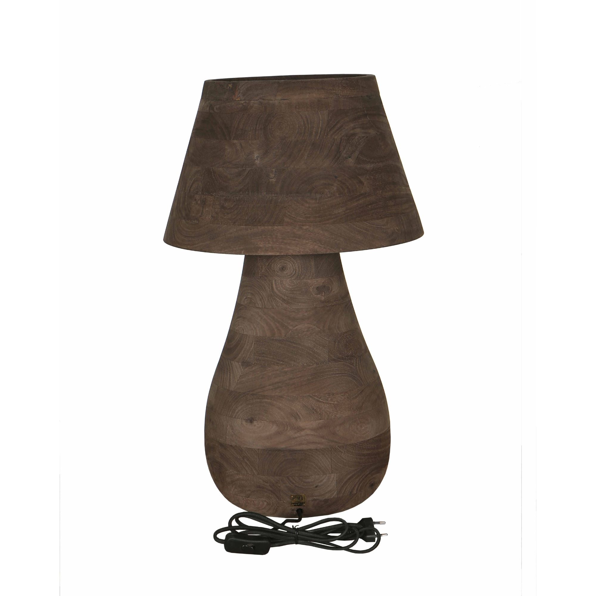 Peake Lampes de table en bois de manguier — Round Table Lamp Big - Marron