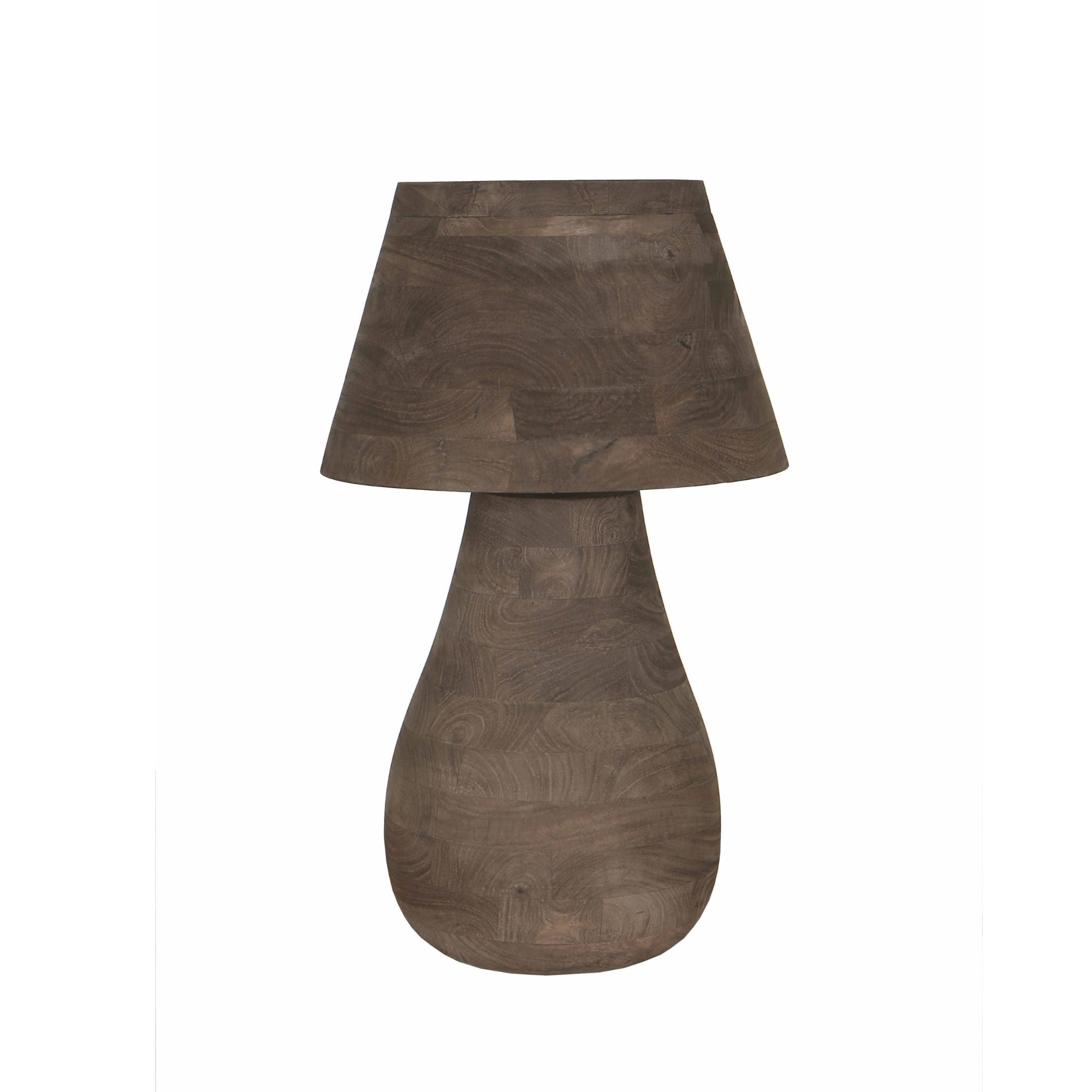 Peake Lampes de table en bois de manguier — Round Table Lamp Big - Marron