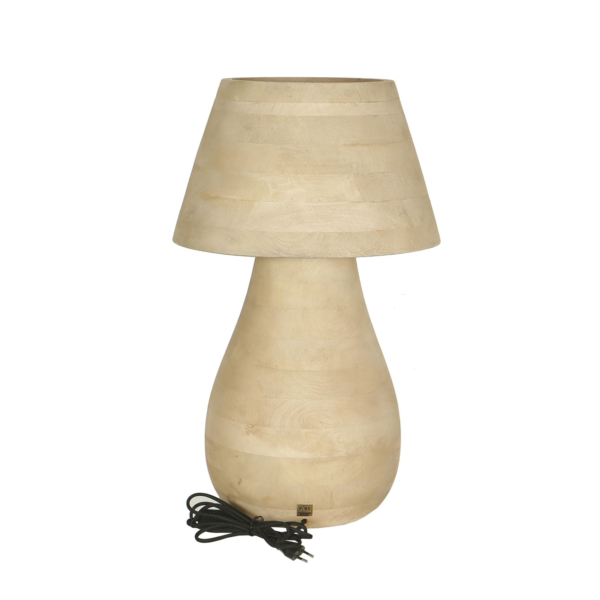 Peake Lampes de table en bois de manguier — Round Table Lamp Big - Naturel