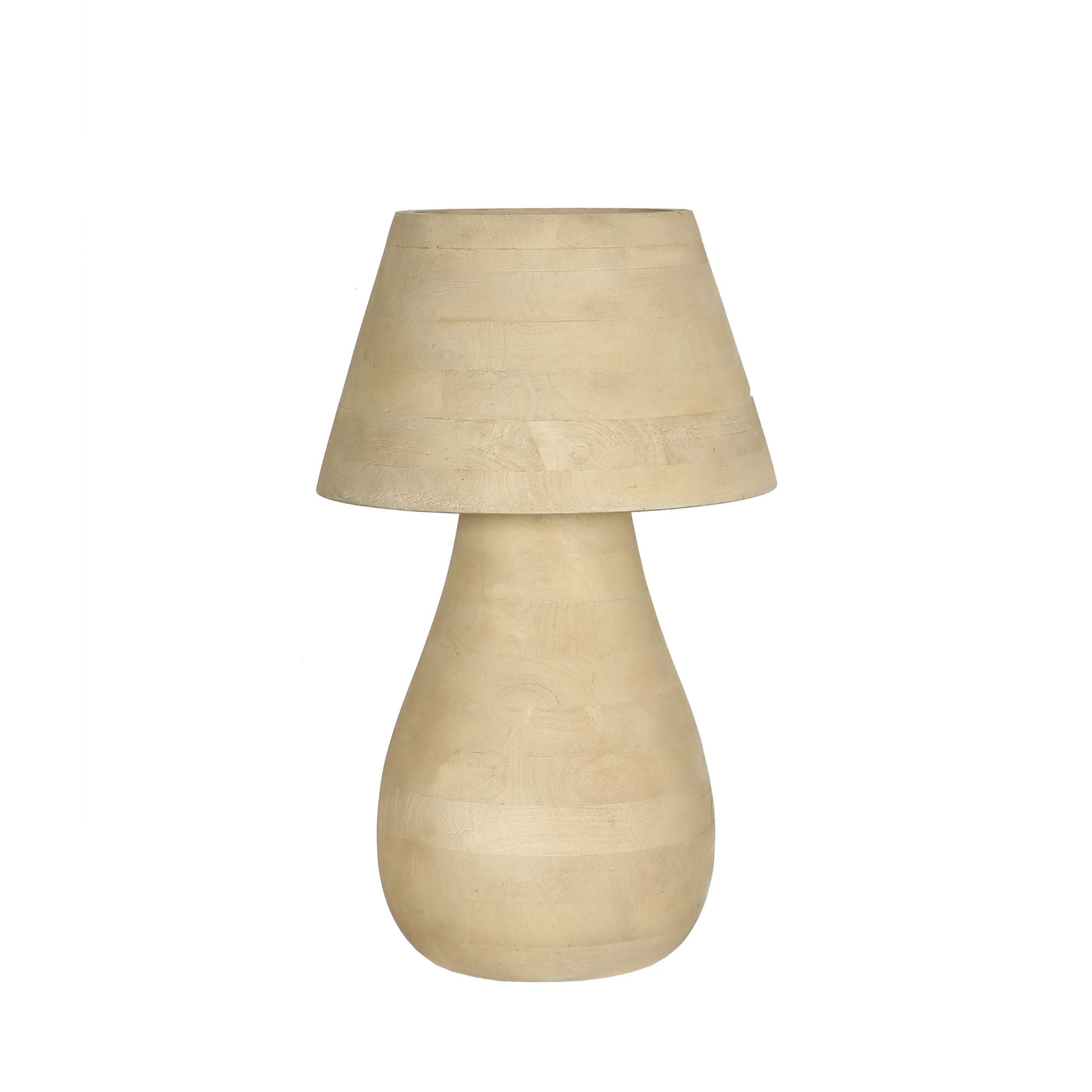 Peake Lampes de table en bois de manguier — Round Table Lamp Big - Naturel