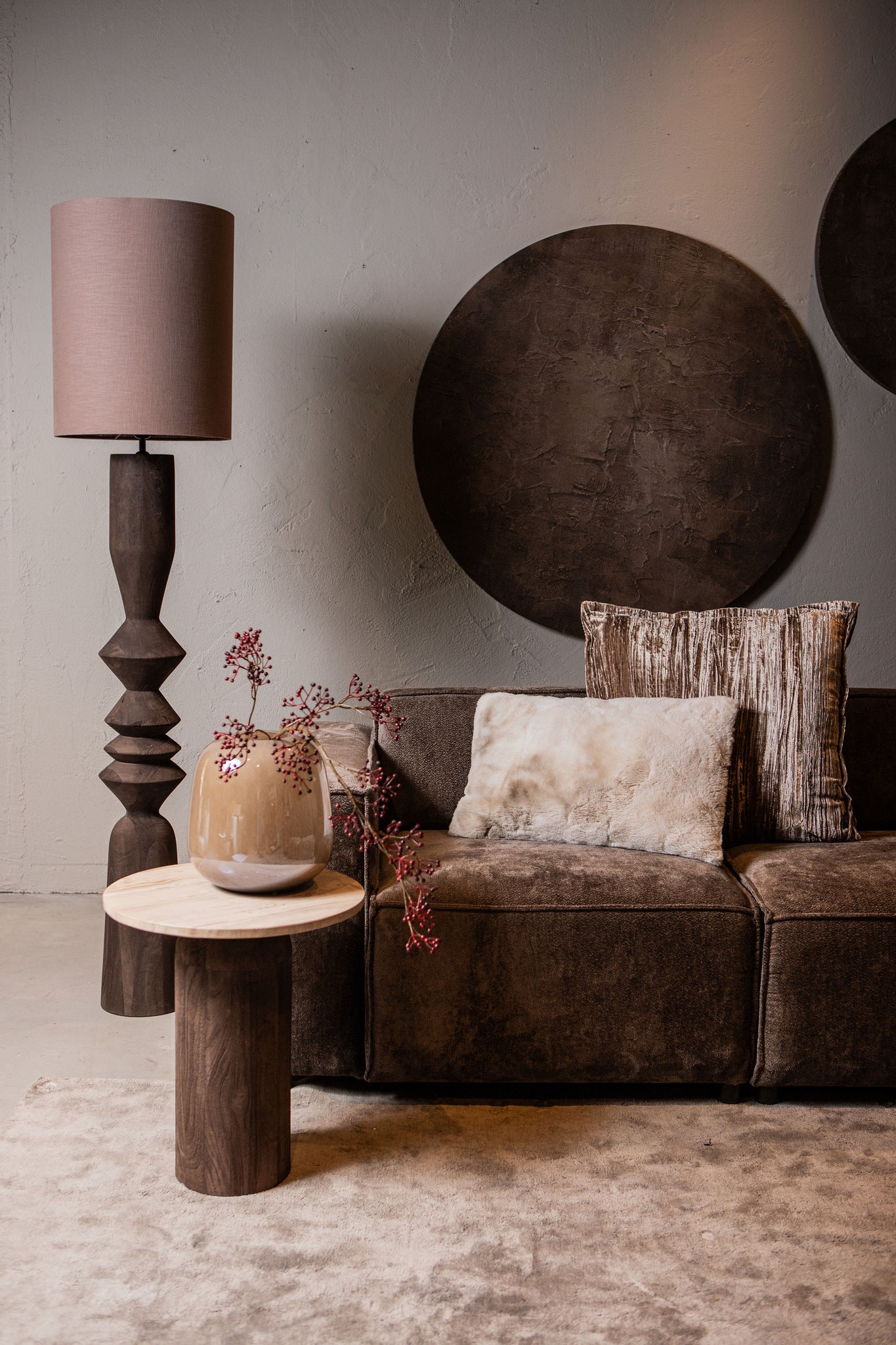 Elaine Lampadaires en bois de manguier - Marron