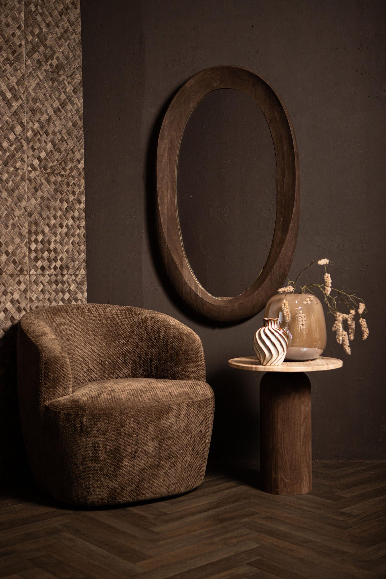 Noam Brown mango wood oval mirror
