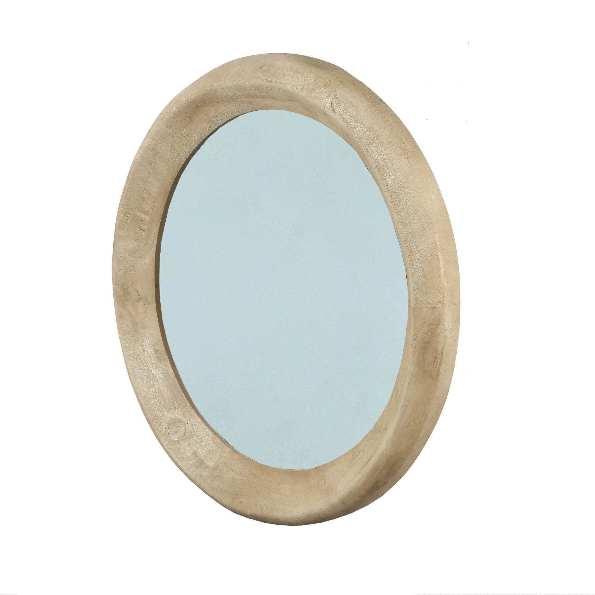 Noam Natural mango wood round mirror L