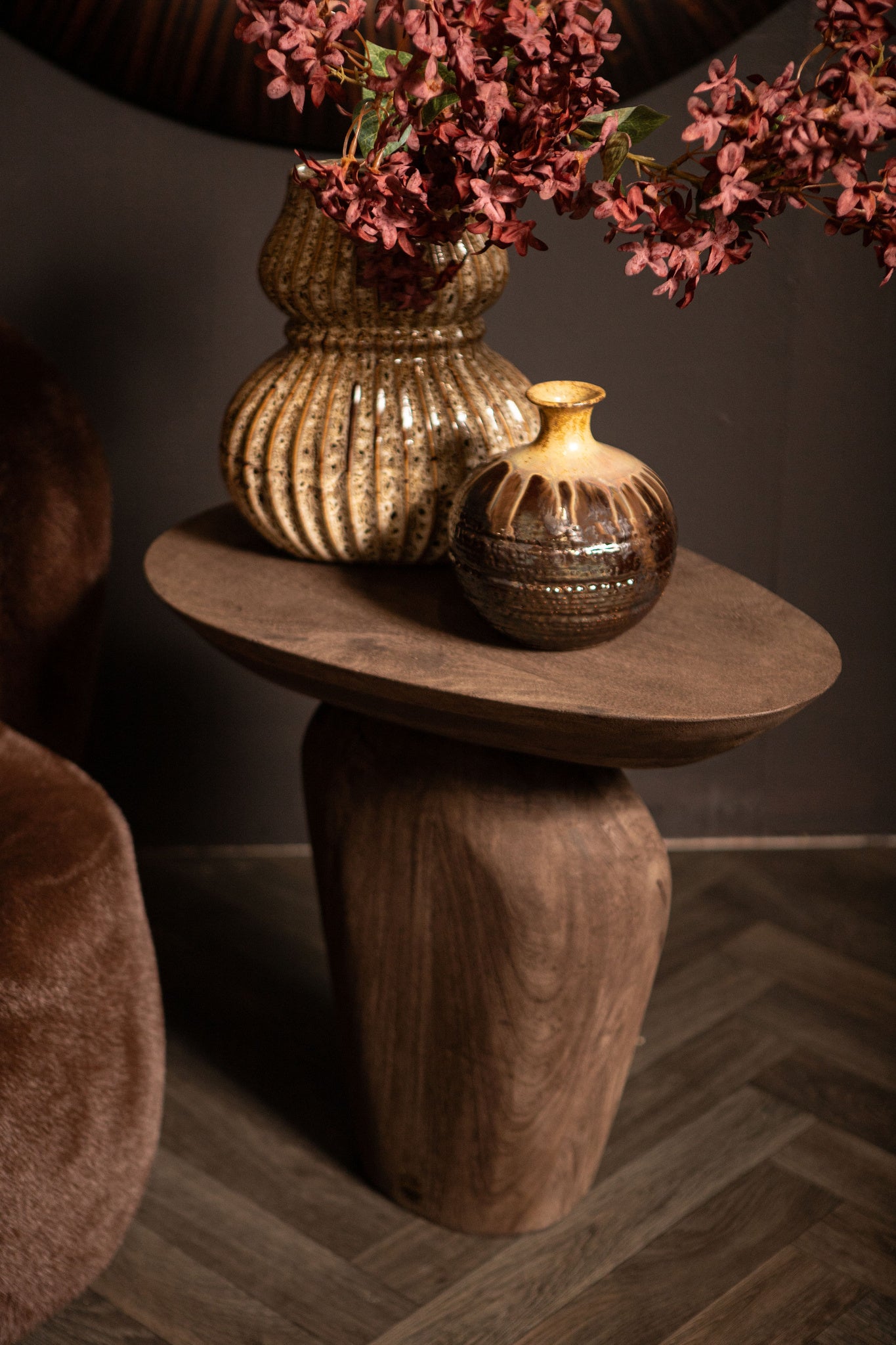 Harshad Brown mango wood side table organic - Photo 7