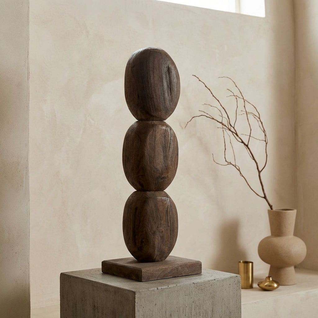 Kodey Brown mango wood circle shaped statue