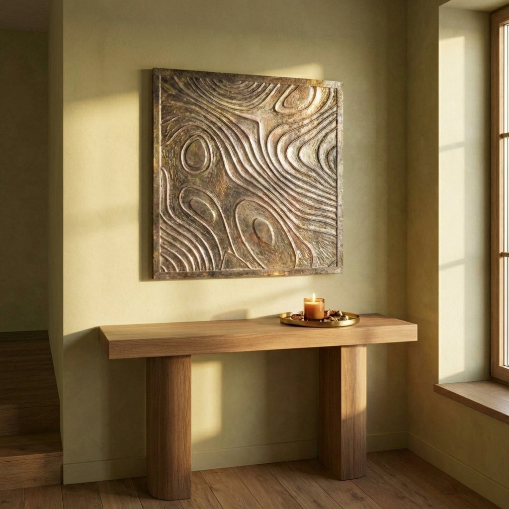 Connolly Oil Green wood square wall panel S