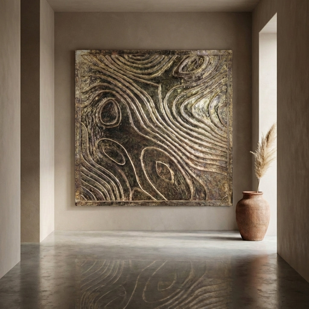 Connolly Oil Green wood square wall panel L