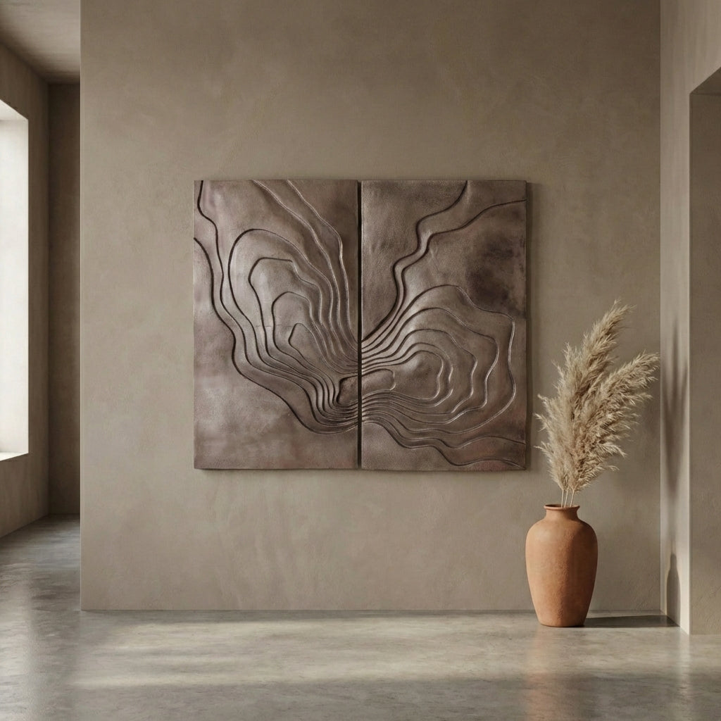 Erike Bronze casted alu wall panel wave in 2 parts